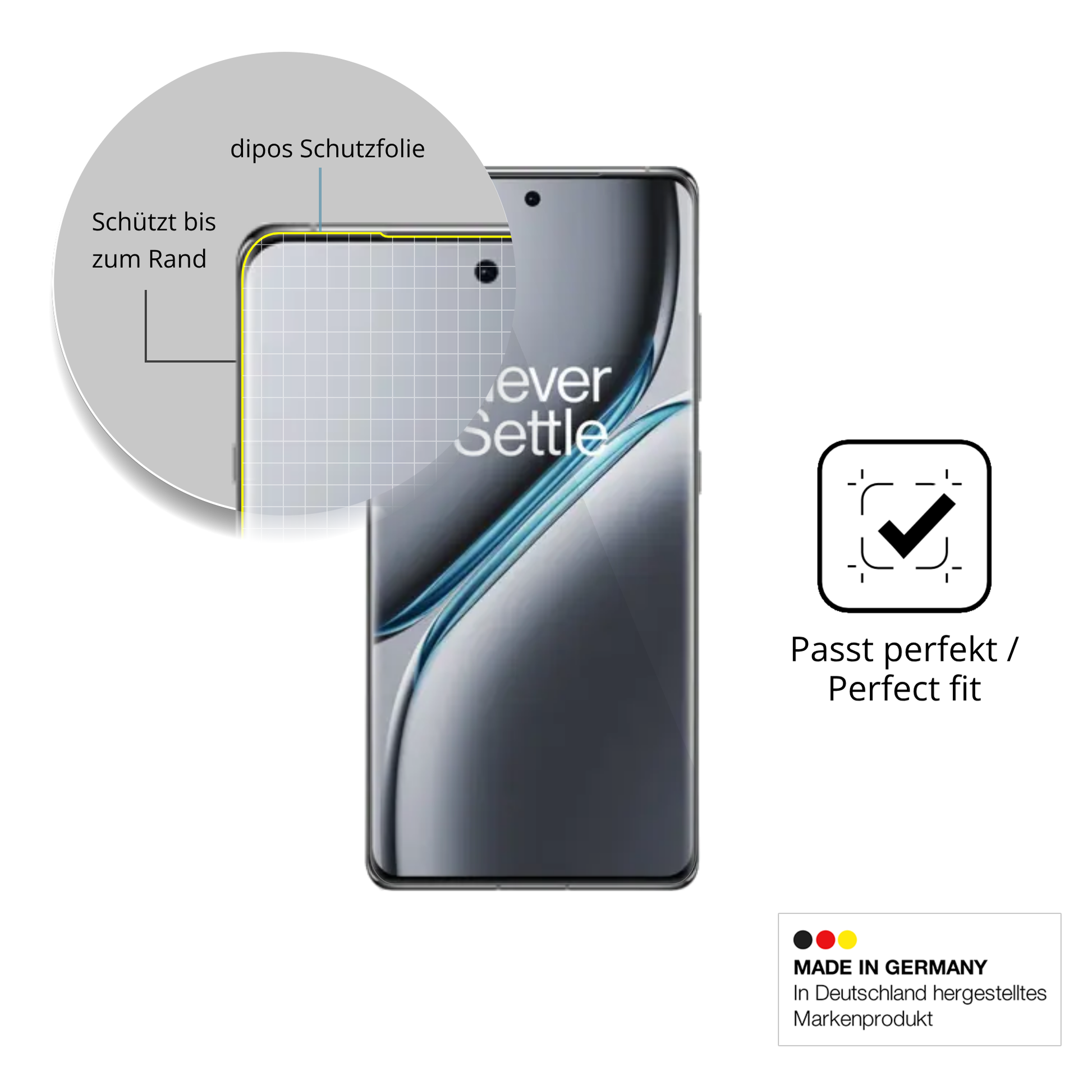 Schutzfolie mit optimaler Passform, zur Verwendung mit Hüllen geeignet