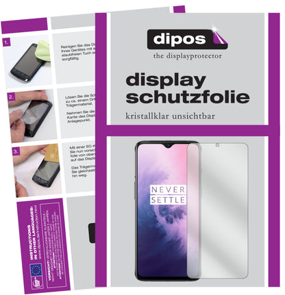 Klare Displayschutzfolie von dipos passend für OnePlus 7, präziser Zuschnitt und blasenfrei montiert