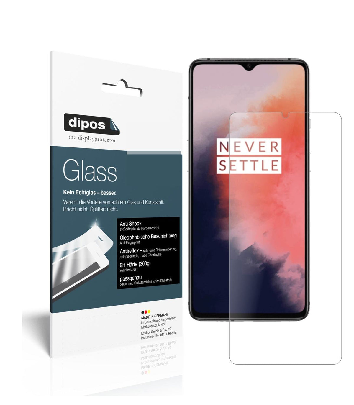 Matte Displayschutzfolie von dipos passend für OnePlus 7T, 9H kratzfest und blasenfrei montiert