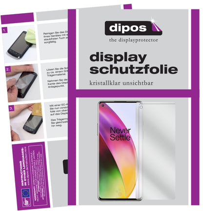 Klare Displayschutzfolie von dipos passend für OnePlus 8 Pro, präziser Zuschnitt und blasenfrei montiert