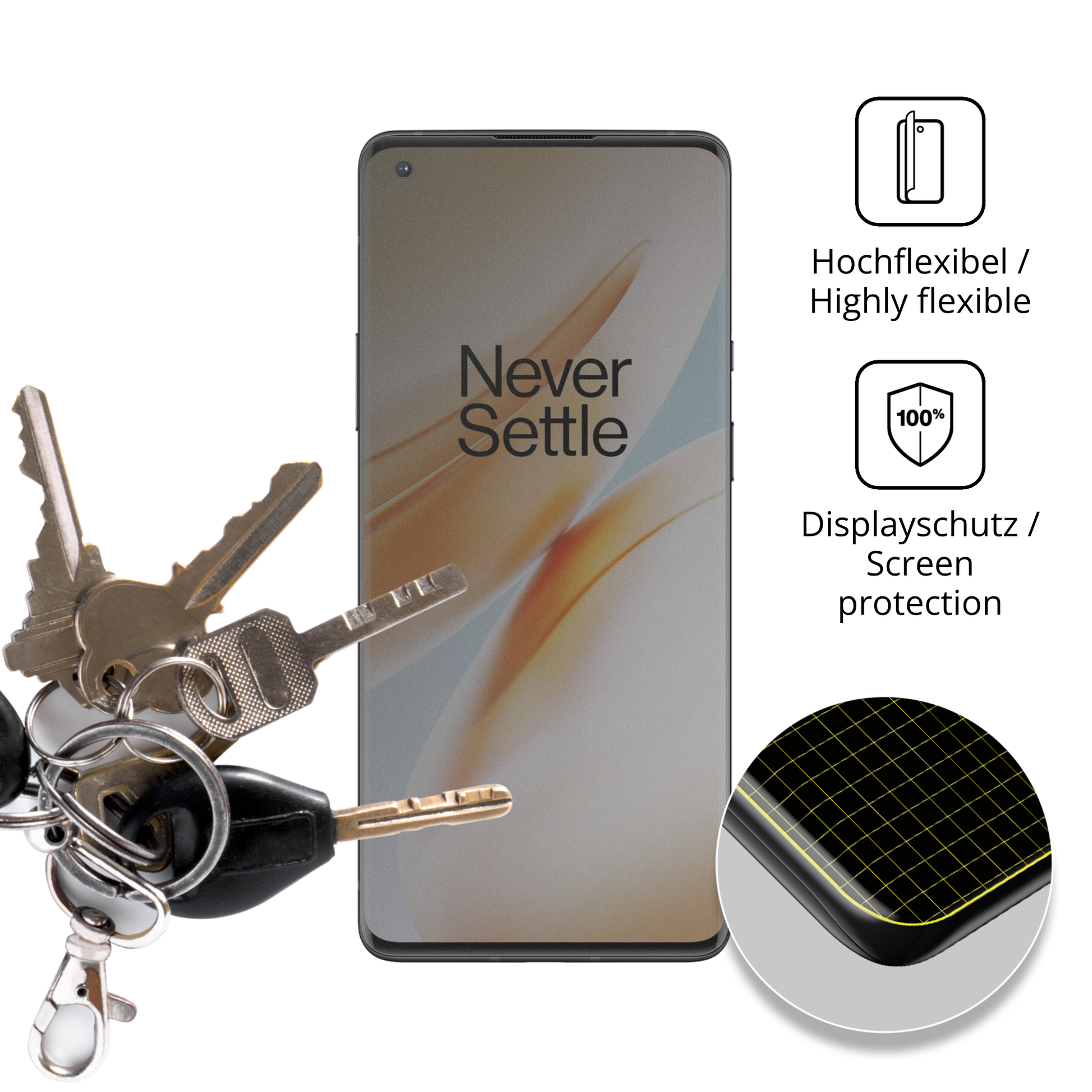 dipos Displayschutz für oneplus8 pro case friendly, mit Blickschutzfilter und perfekter Passform auch für die Rundungen