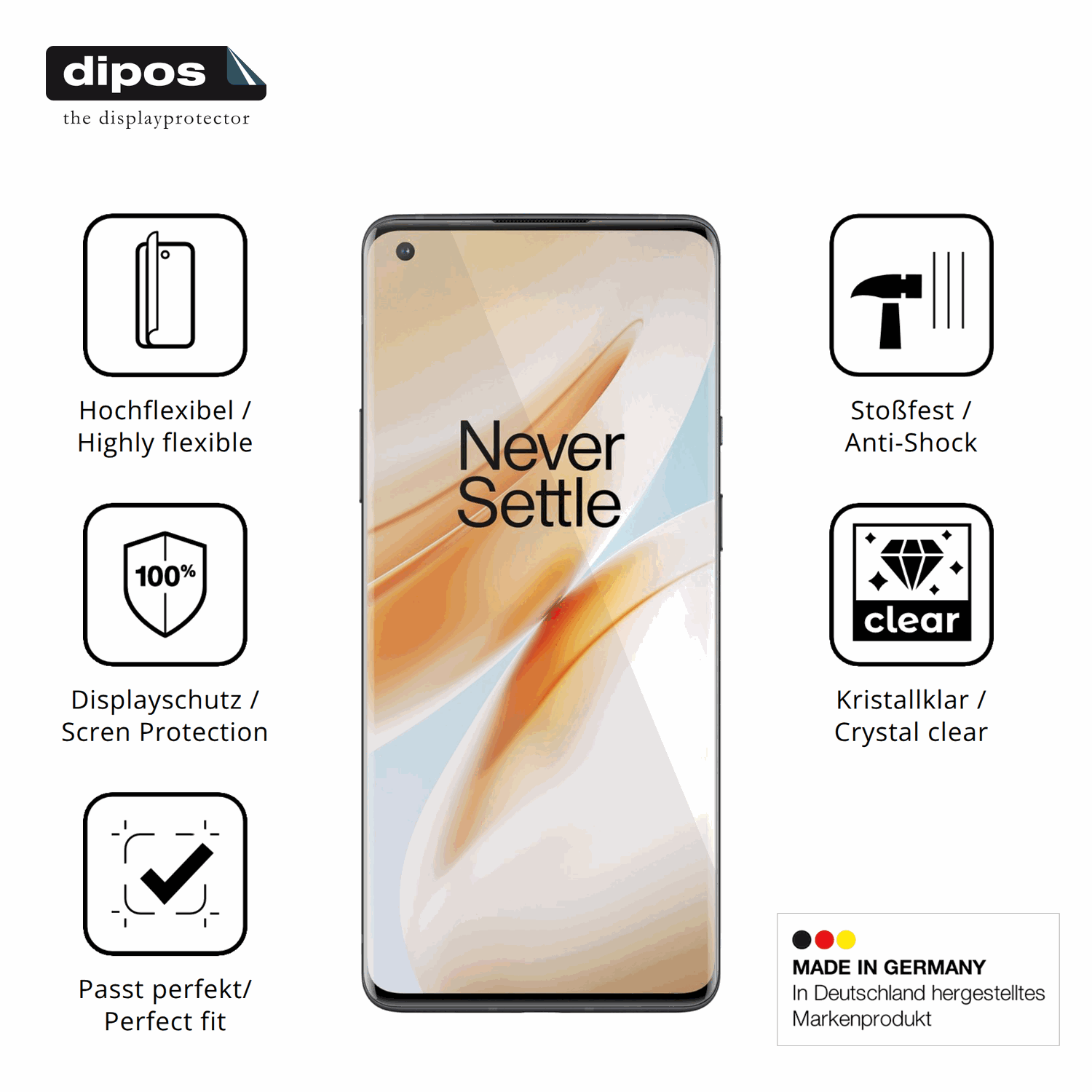 Displayschutz hergestellt in Deutschland, höchste Qualität made in Germany
