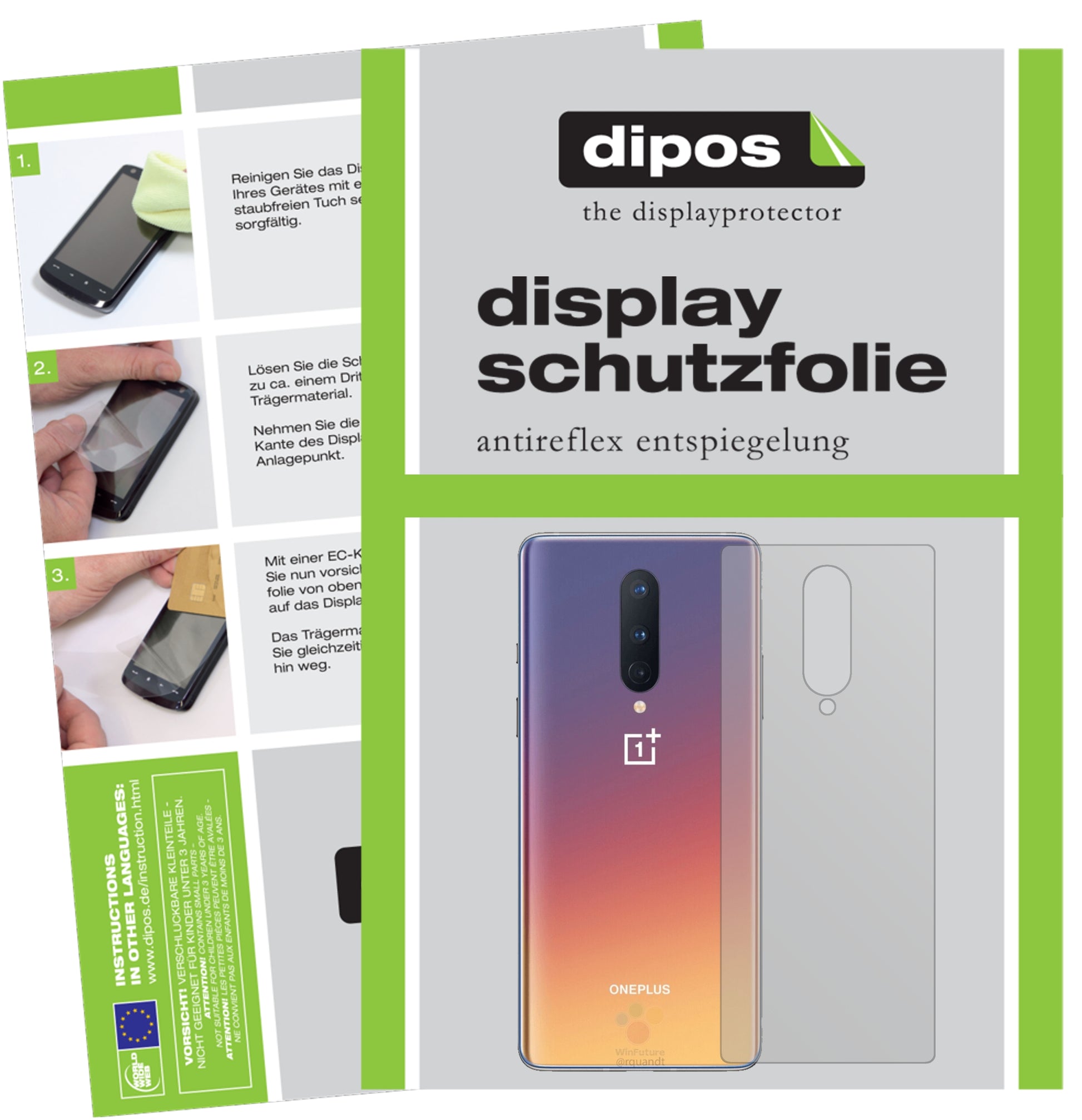 Mattes Panzerglas: Entspiegelte, dünne Folie, Fingerabdruckresistenz und Bildschirmschutz für OnePlus-8 Rückseite