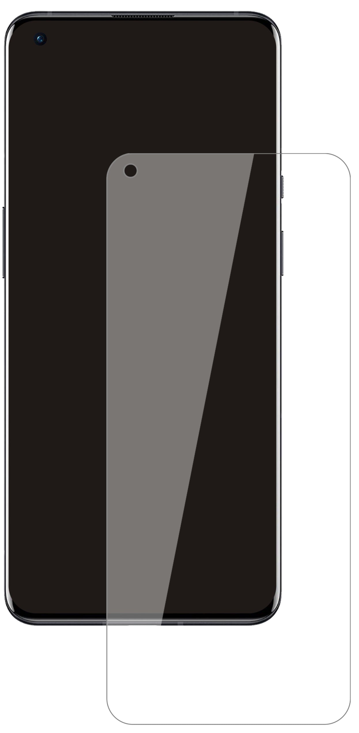 OnePlus9 mit aufgebrachter dipos Flex Schutzfolie, glasklare Darstellung ohne Einschränkungen