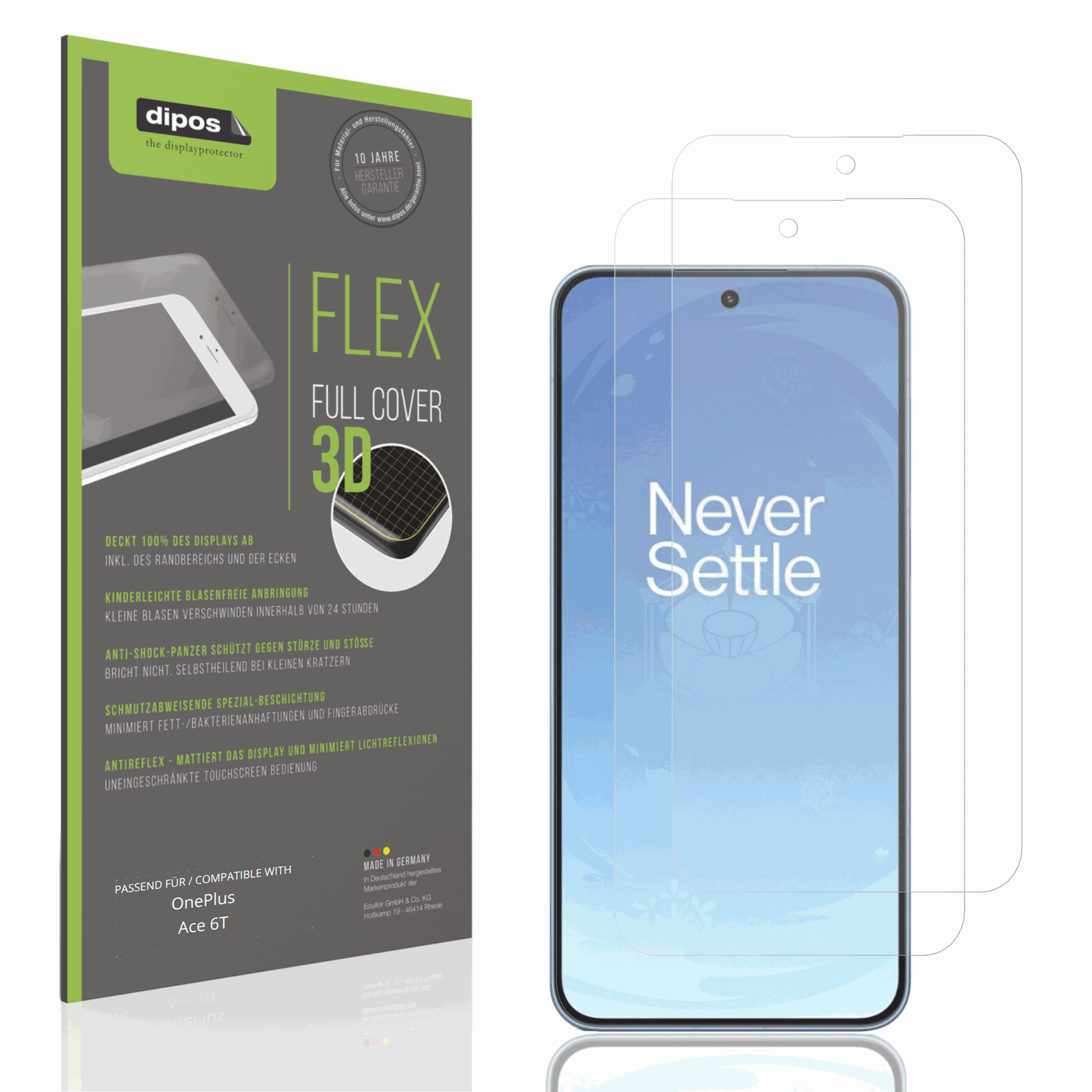 Matte Displayschutzfolie von dipos passend für OnePlus Ace 6T, 100% Displayabdeckung und blasenfreie Montage