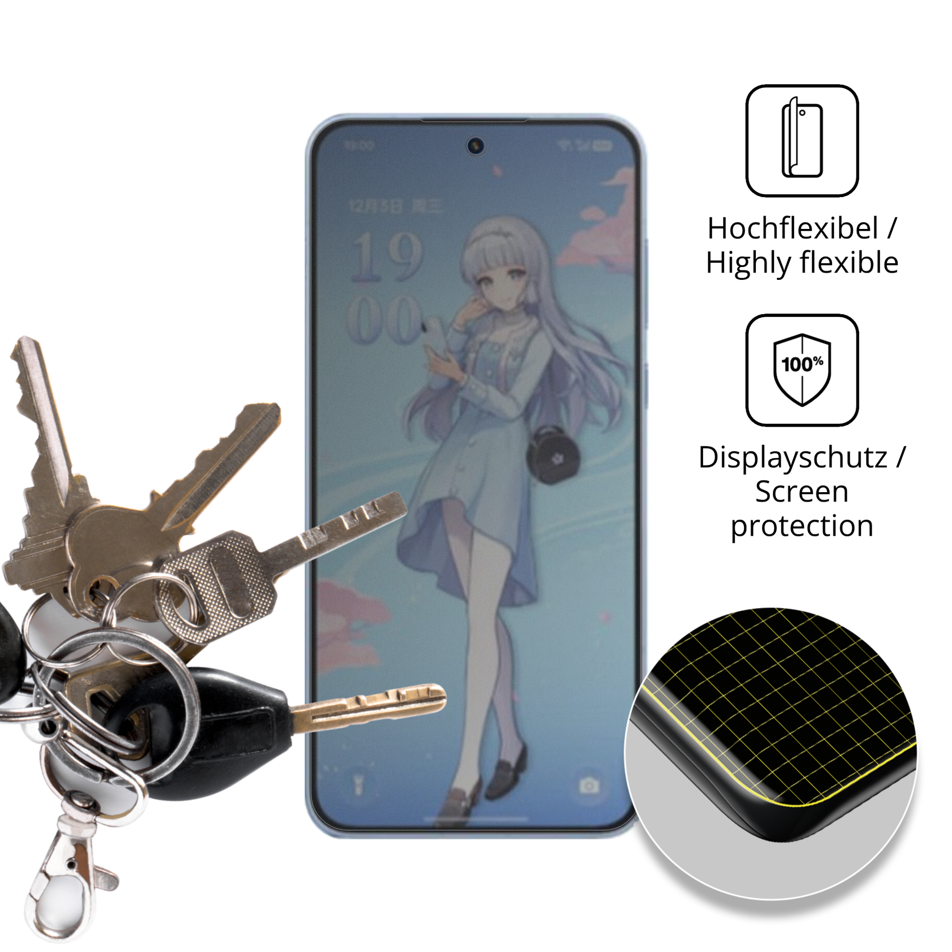 dipos Displayschutz für OnePlus Ace 6T Genshin Impact, mit Blickschutzfilter und perfekter Passform auch für die Rundungen