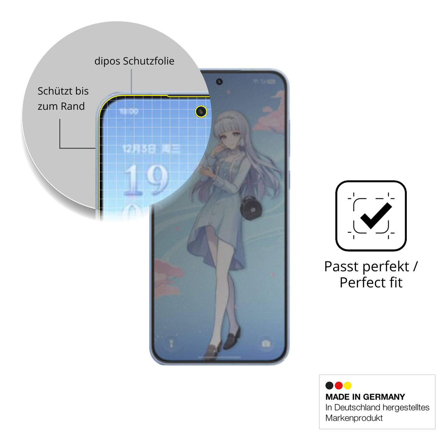 Schutz gegen Kratzer auf dem OnePlus Ace 6T Genshin Impact Glas durch Schlüssel, Stöße gegen die Tischkante oder Stürze