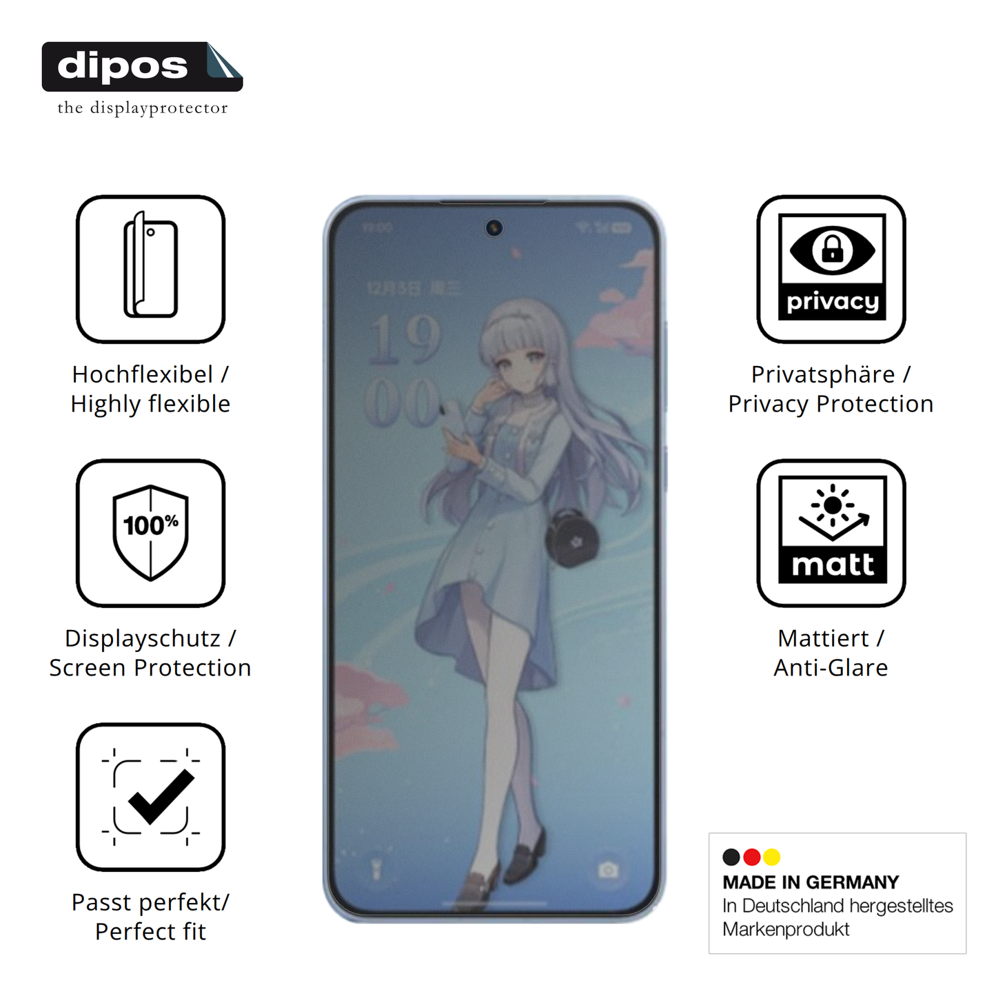 Flexible TPU-Folie passend zugeschnitten für OnePlus Ace 6T Genshin Impact, mit Privatsphäre-Schutz durch Sichtschutz-Folie