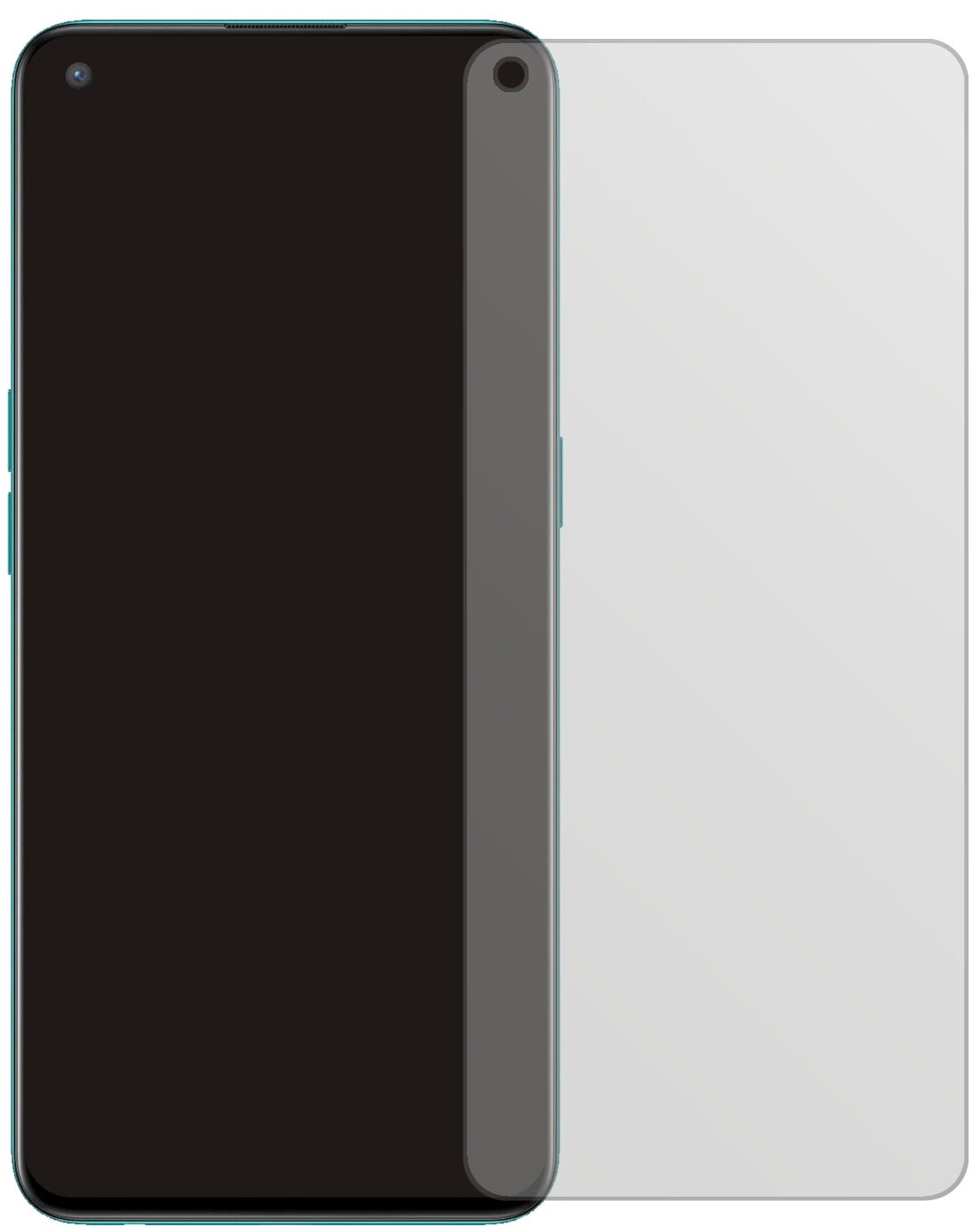 OnePlusNord 2 CE mit aufgebrachter dipos Displayschutzfolie, die lästige Fingerabdrücke minimiert