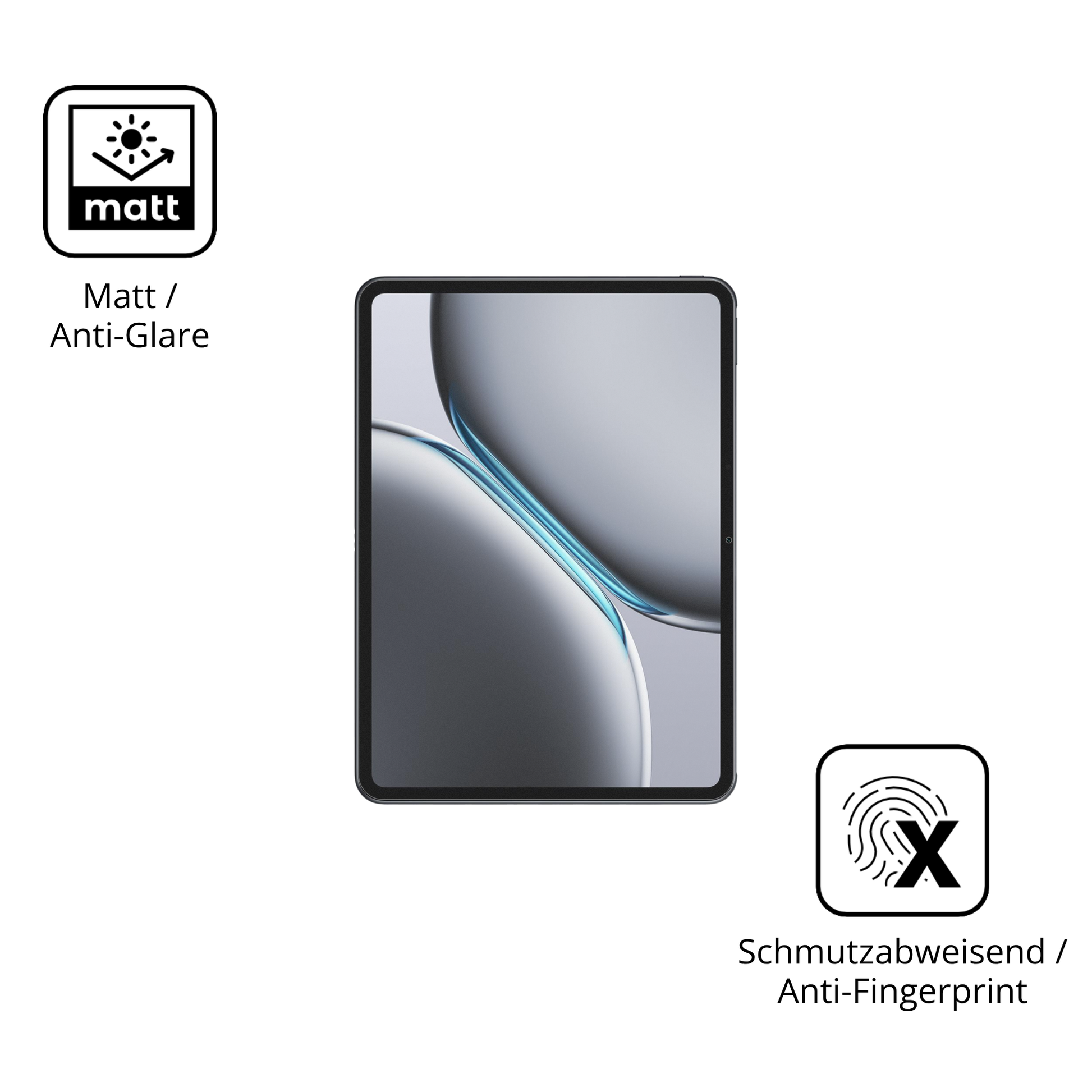 Dünne und entspiegelnde Folie passend zugeschnitten für OnePlus Pad Go 2