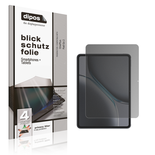 Blickschutzfolie von dipos passend für OnePlus Pad Go 2, präziser Zuschnitt und blasenfrei montiert