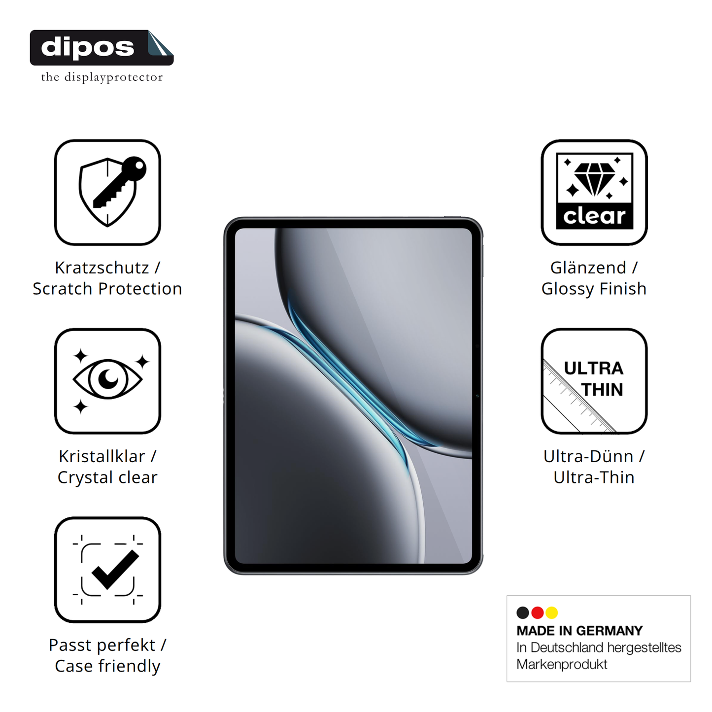 Displayschutz hergestellt in Deutschland, höchste Qualität made in Germany