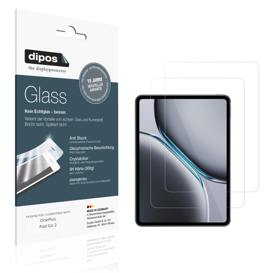 Klare Displayschutzfolie von dipos passend für OnePlus Pad Go 2, 9H kratzfest und blasenfrei montiert