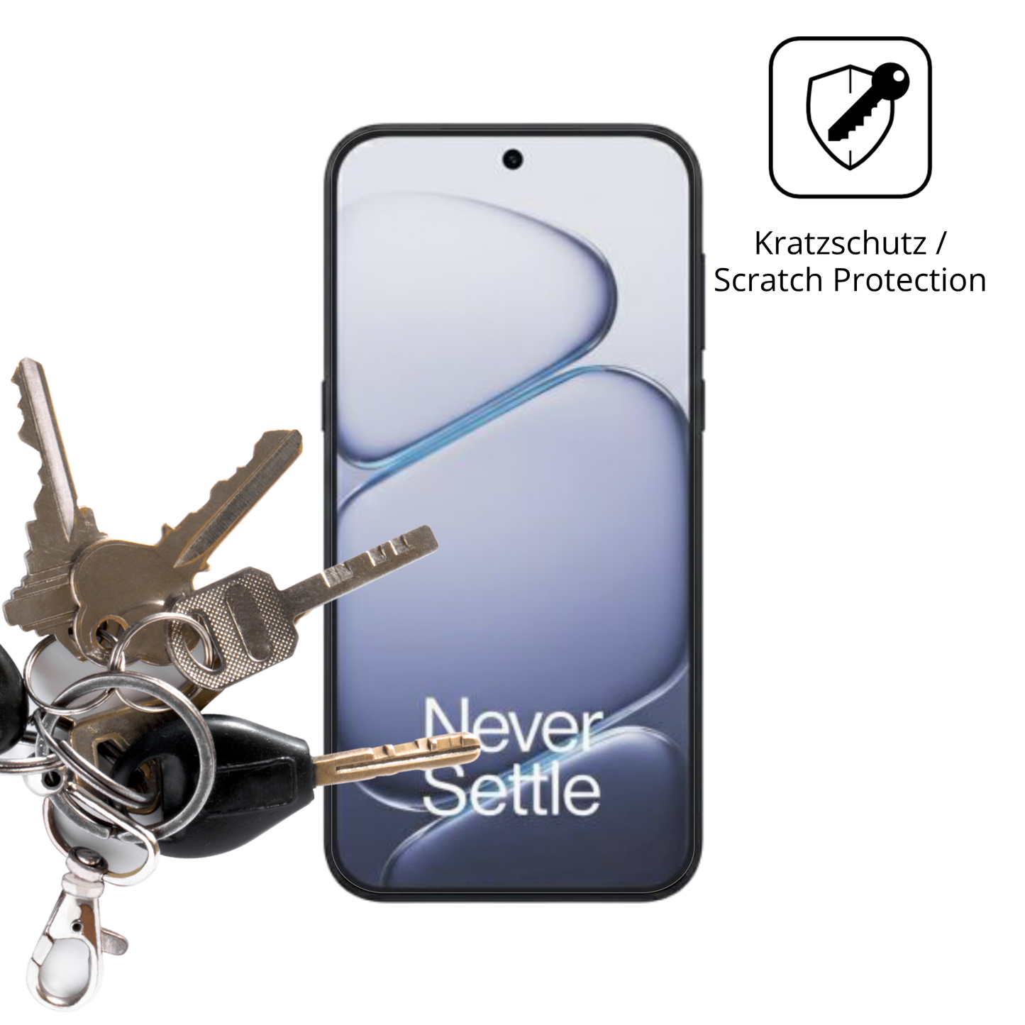 Schutz gegen Kratzer auf dem OnePlus Turbo 6V Glas durch Schlüssel oder Ähnliches