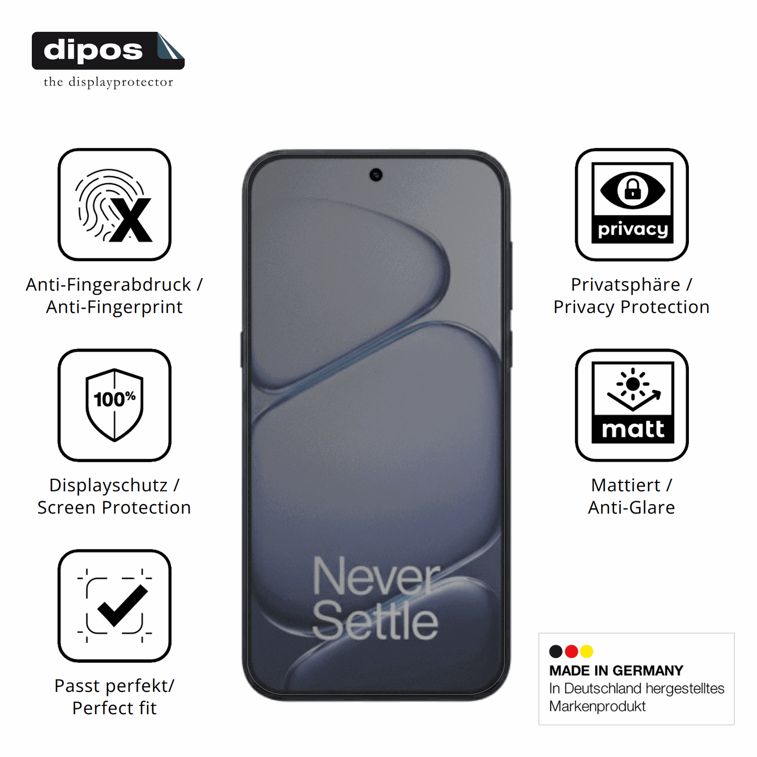 Privatsphäre-Schutz durch Sichtschutz-Folie passend zugeschnitten für OnePlus Turbo 6V