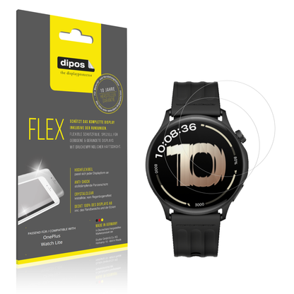 Klare Displayschutzfolie von dipos passend für OnePlus Watch Lite, 100% Displayabdeckung und blasenfreie Montage