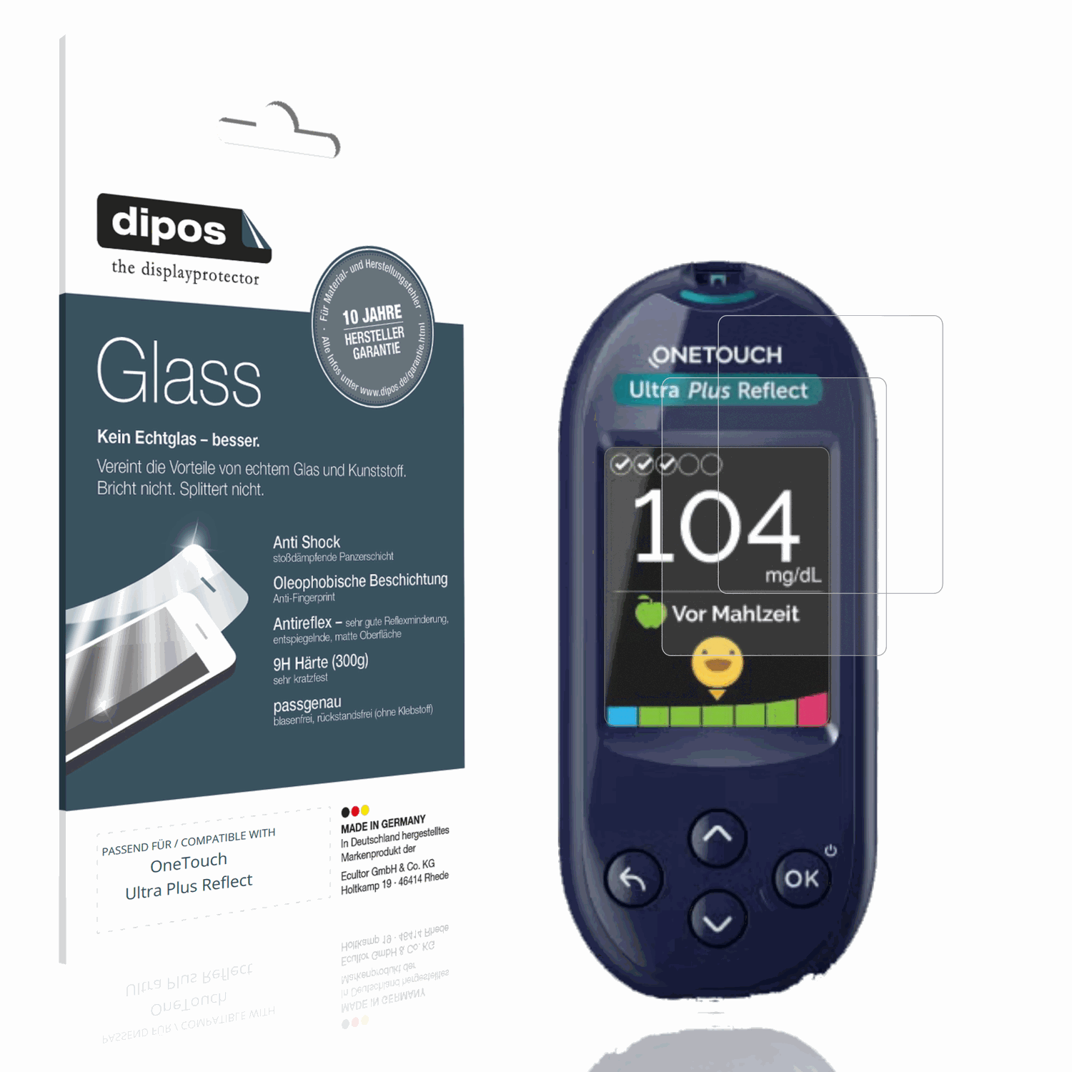 Matte Displayschutzfolie von dipos passend für OneTouch Ultra Plus Reflect, 9H kratzfest und blasenfrei montiert