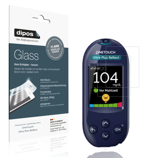 Klare Displayschutzfolie von dipos passend für OneTouch Ultra Plus Reflect, 9H kratzfest und blasenfrei montiert