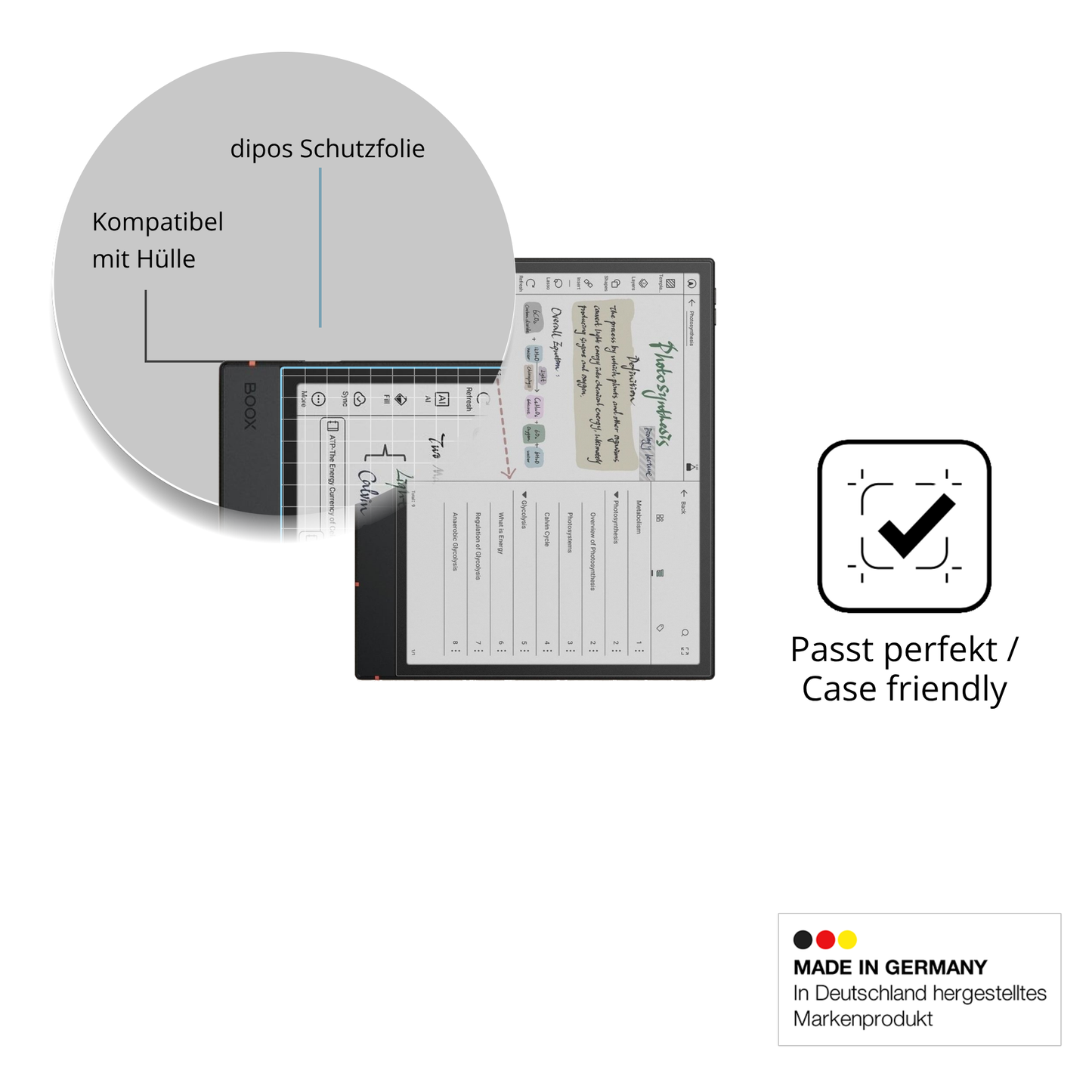 Schutzfolie mit optimaler Passform, zur Verwendung mit Hüllen geeignet