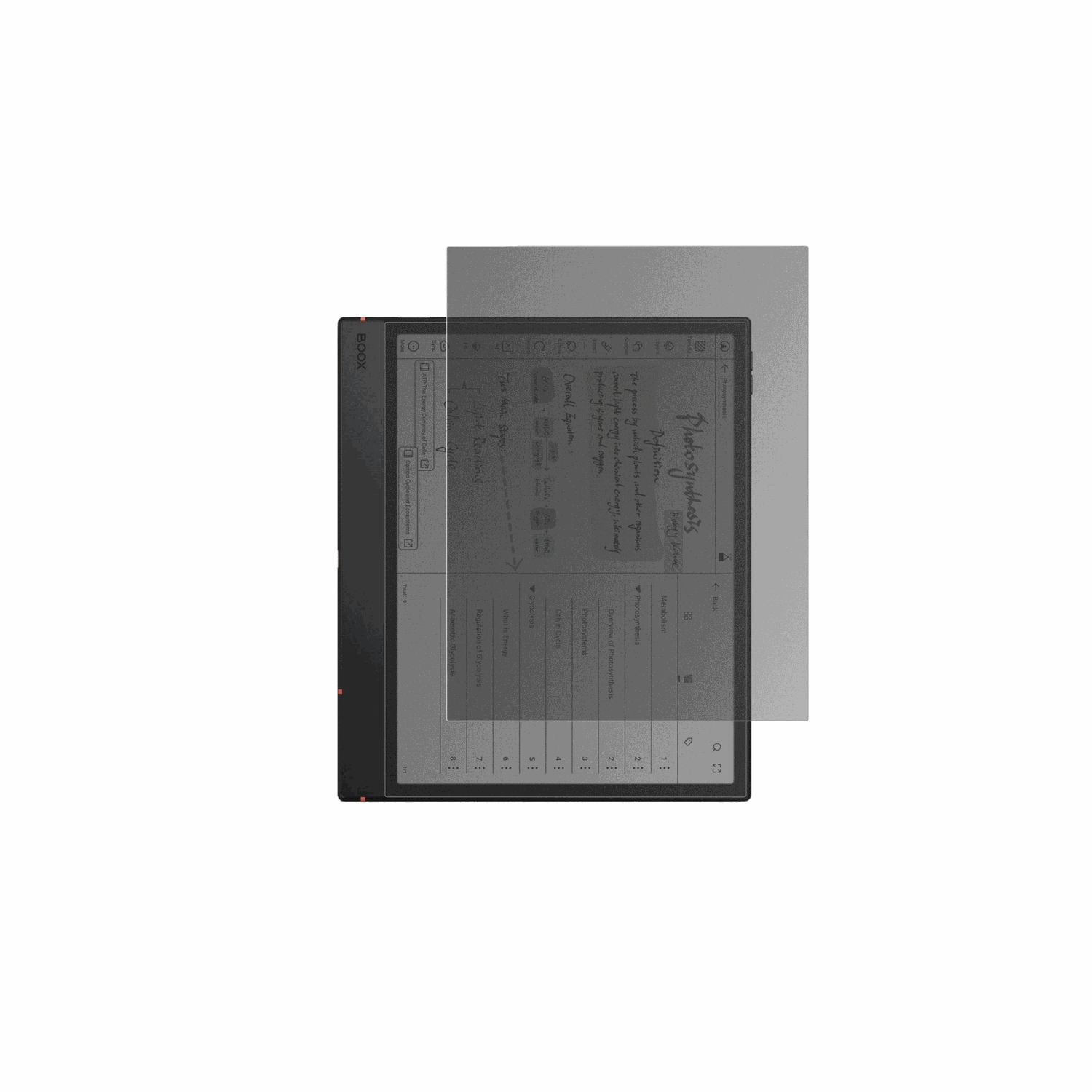 onyxboox note air5 c mit aufgebrachtem dipos Displayschutz, der seitliche Einblicke blockiert