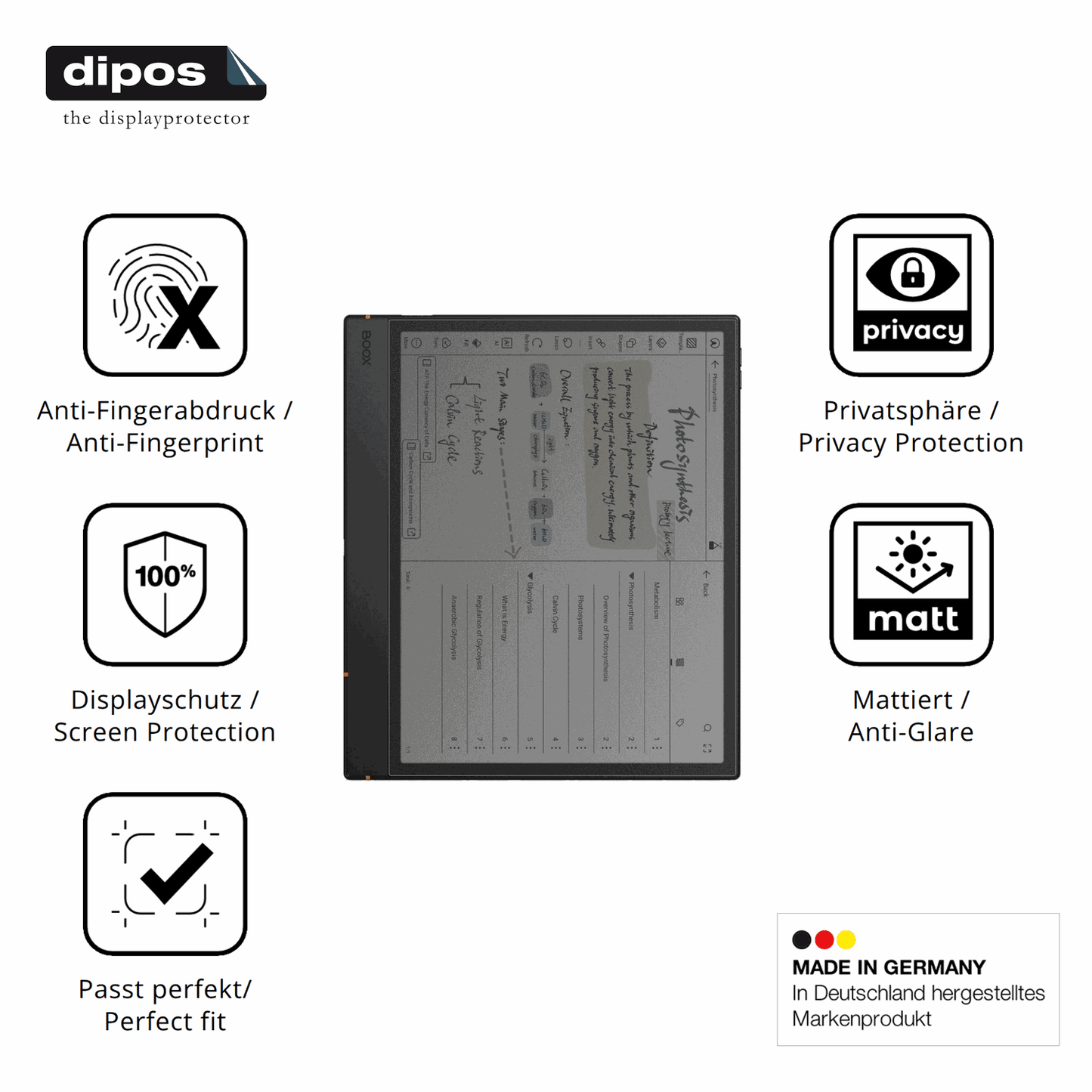 Privatsphäre-Schutz durch Sichtschutz-Folie passend zugeschnitten für onyxboox note air5 c