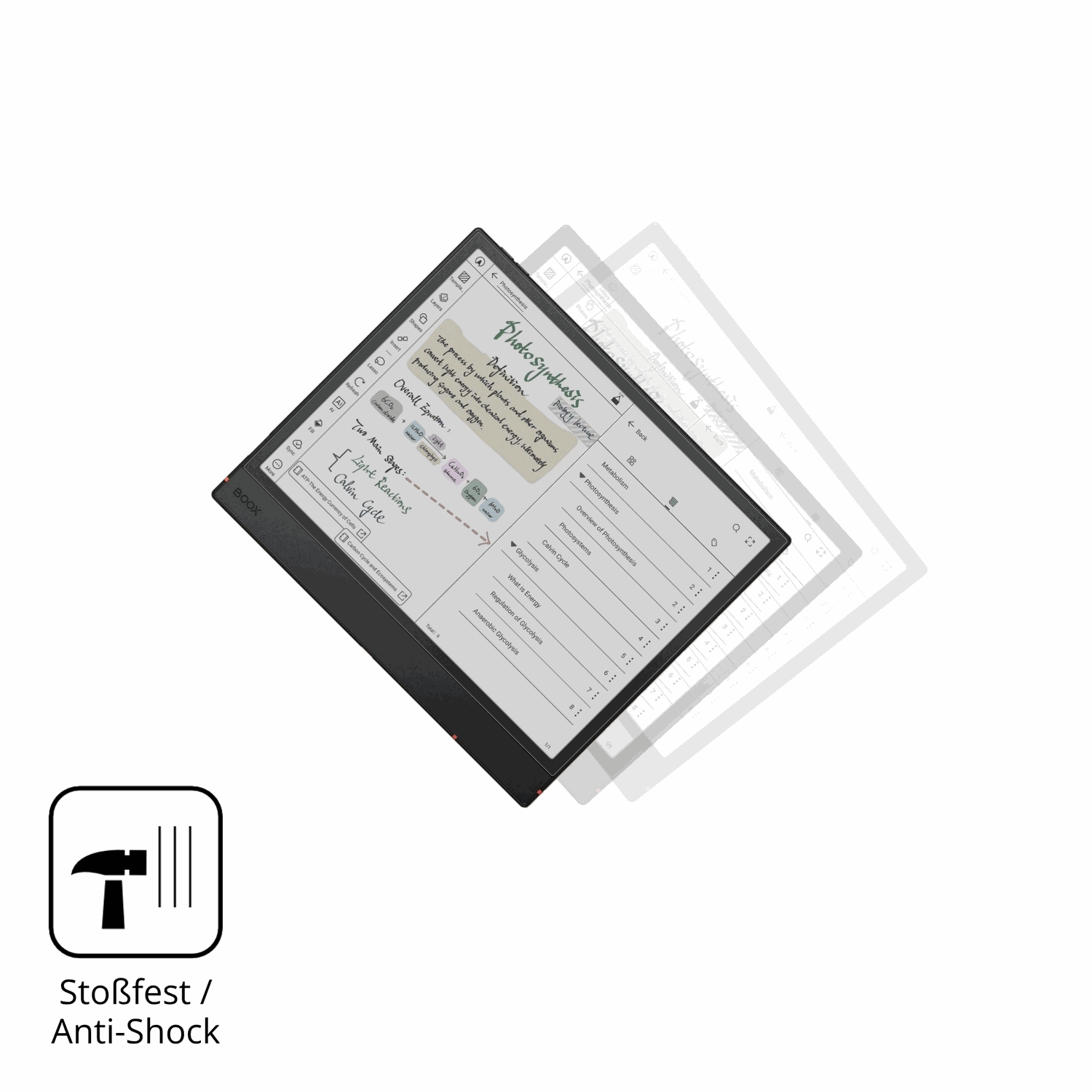 Schutz gegen Kratzer auf dem onyxboox note air5 c Glas durch Schlüssel, Stöße gegen die Tischkante oder Stürze
