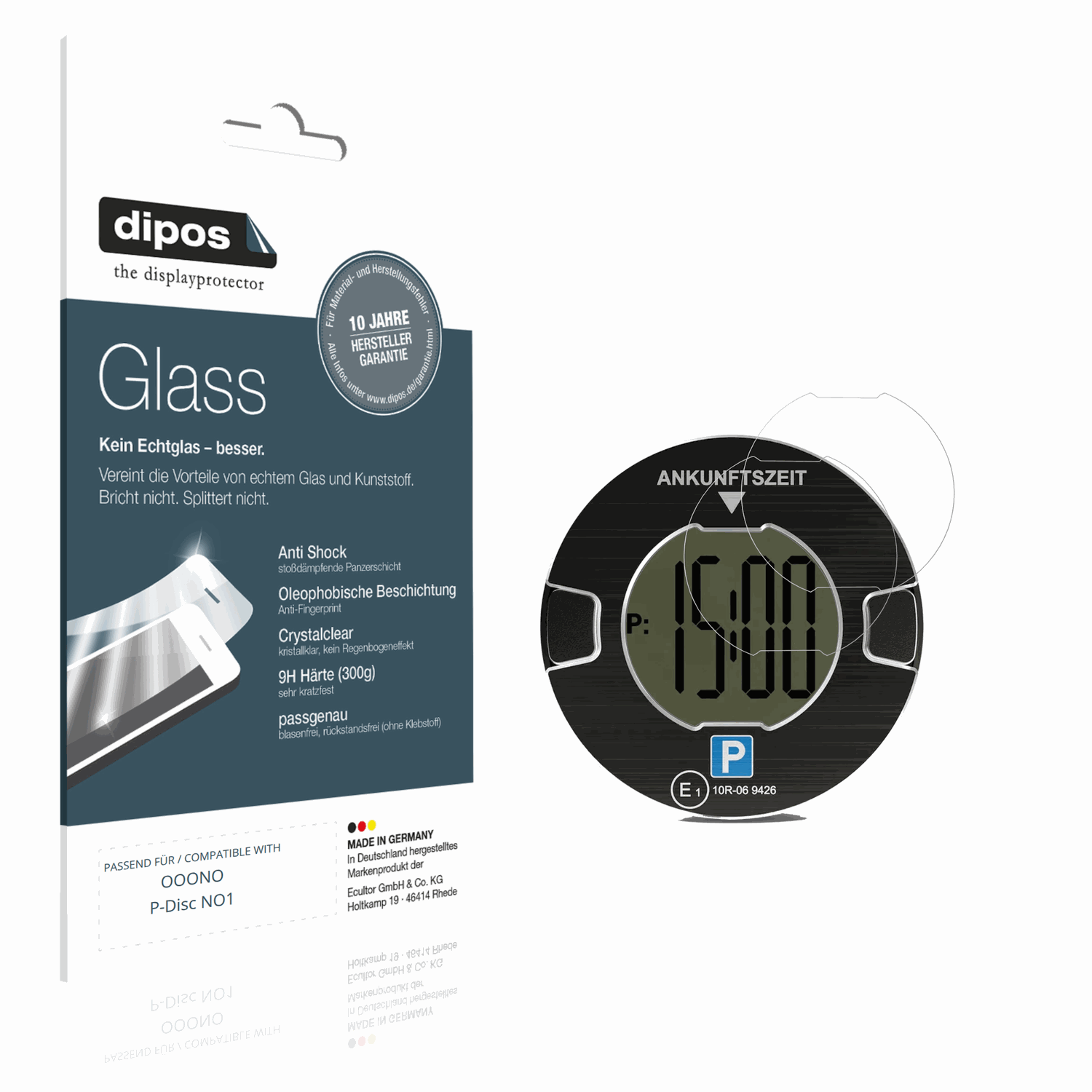 Klare Displayschutzfolie von dipos passend für OOONO P-Disc NO1, 9H kratzfest und blasenfrei montiert