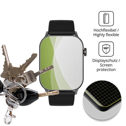 dipos Displayschutz für OOQE Watch Pro 8, transparente Oberfläche, perfekte Passform auch für die Rundungen