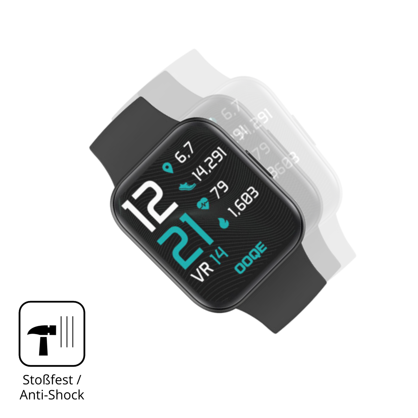 Schutz gegen Kratzer auf dem OOQE Watch Pro 6 Glas durch Schlüssel, Stöße gegen die Tischkante oder Stürze