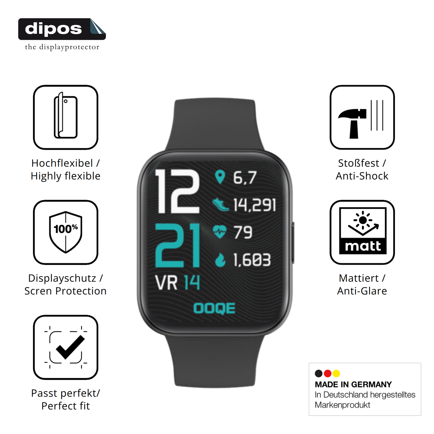 Displayschutz hergestellt in Deutschland, höchste Qualität made in Germany