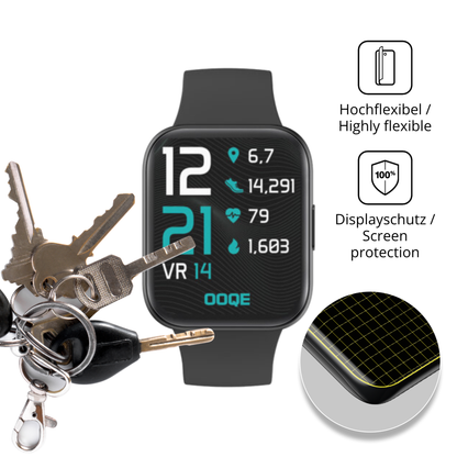 dipos Displayschutz für OOQE Watch Pro 6, transparente Oberfläche, perfekte Passform auch für die Rundungen
