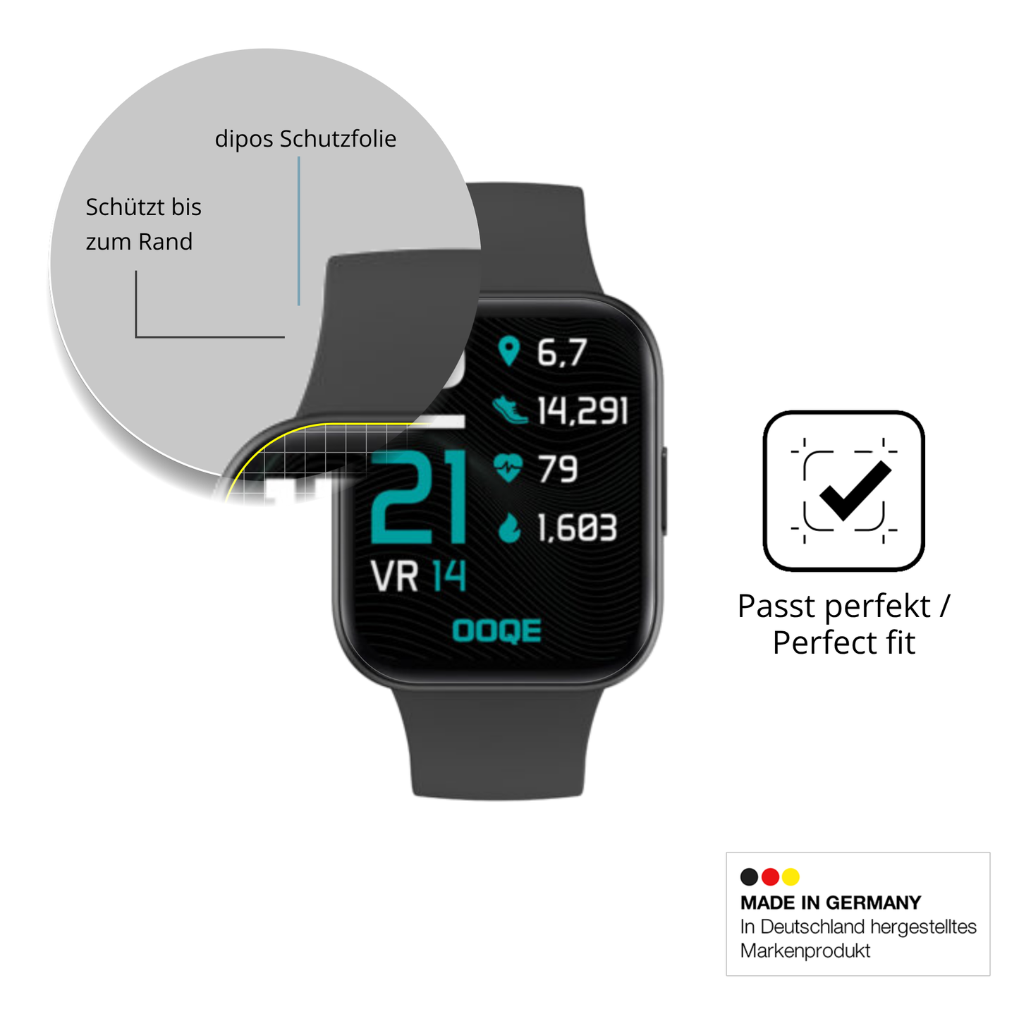 Schutzfolie mit optimaler Passform, zur Verwendung mit Hüllen geeignet