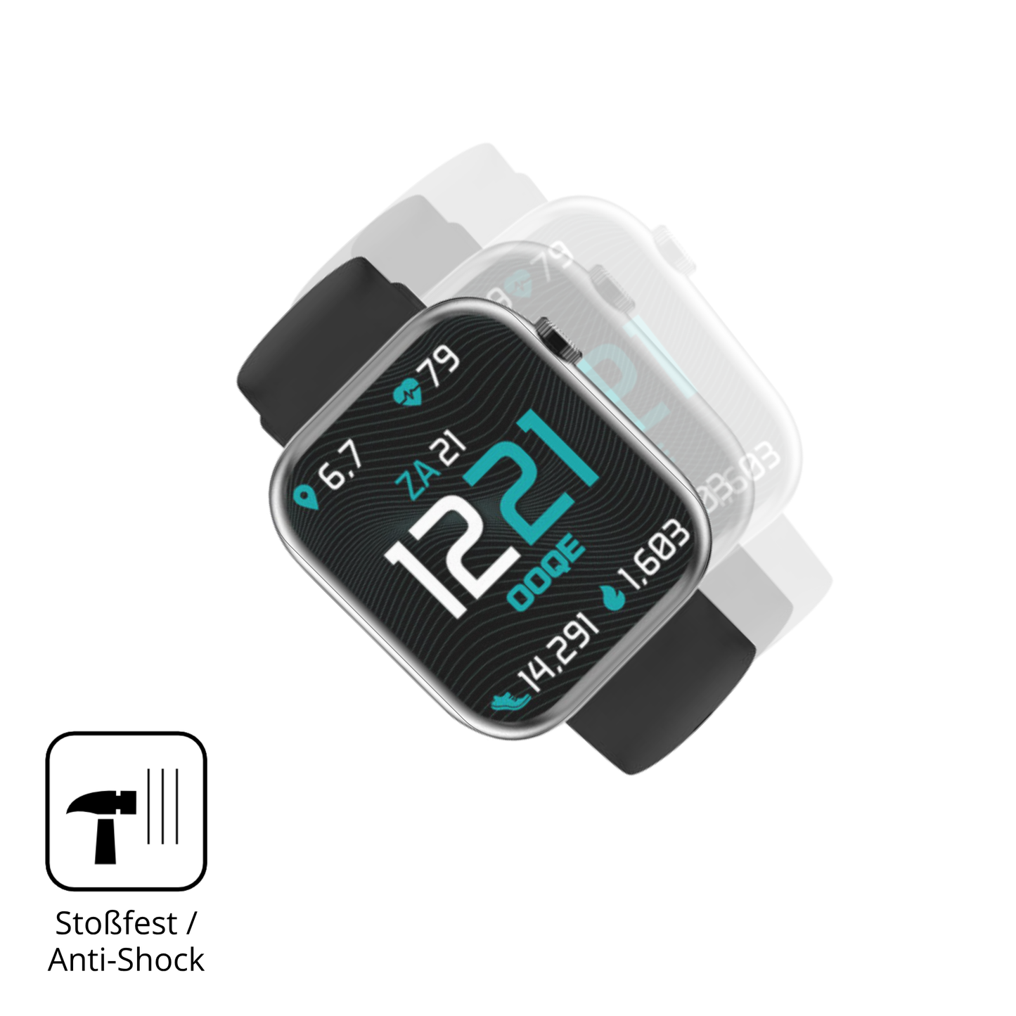 Schutz gegen Kratzer auf dem Ooqe Watch Pro 7 Glas durch Schlüssel, Stöße gegen die Tischkante oder Stürze