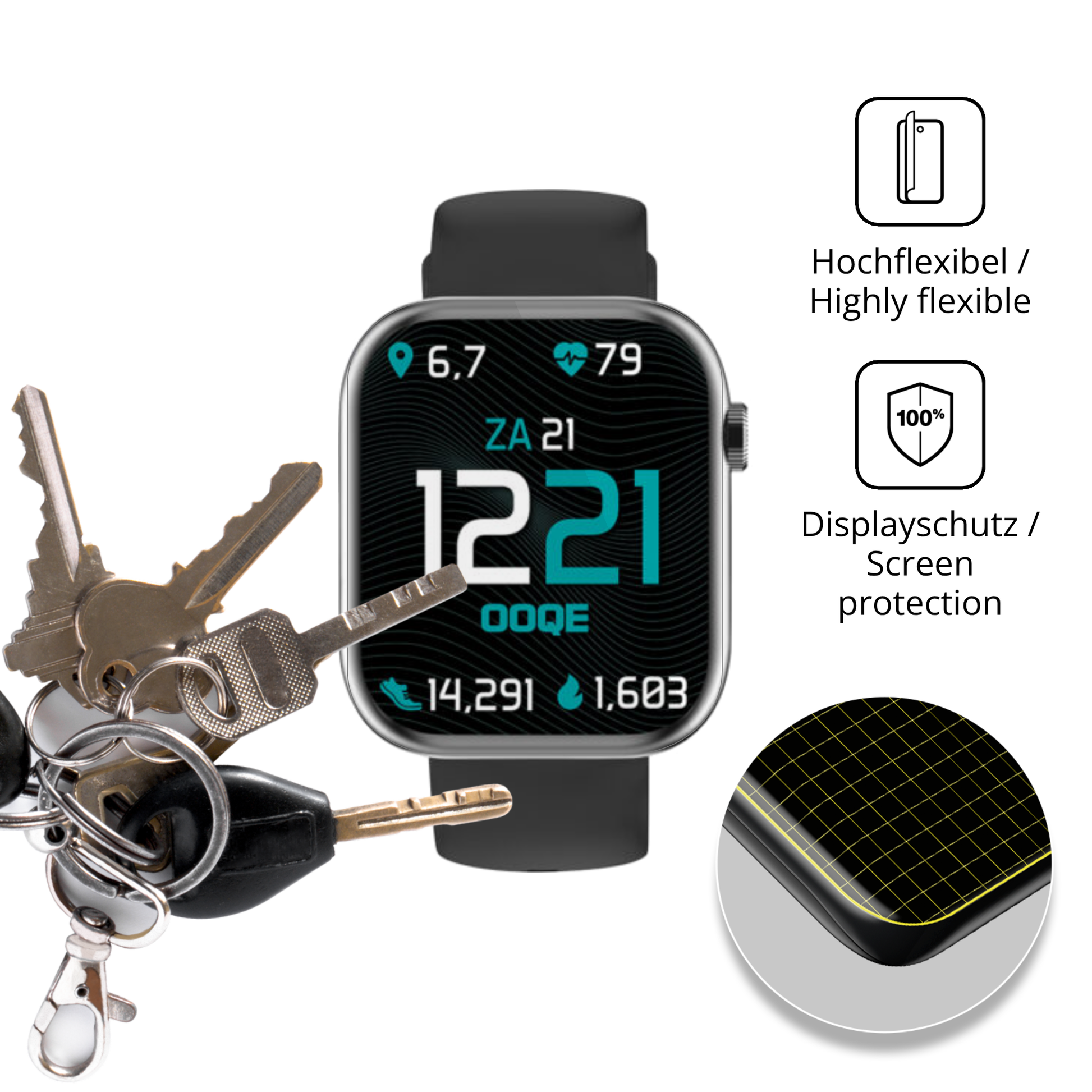 dipos Displayschutz für Ooqe Watch Pro 7, transparente Oberfläche, geringe Dicke und perfekte Passform