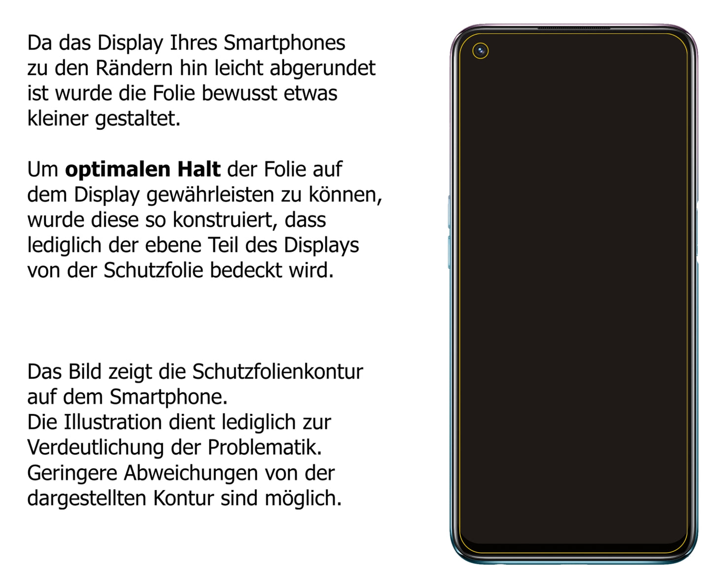 dipos Displayschutz für Oppo A54, transparente Oberfläche, perfekte Passform auch für die Rundungen
