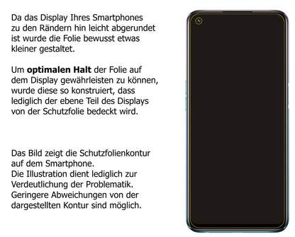 dipos Displayschutz für Oppo A54, transparente Oberfläche, perfekte Passform auch für die Rundungen