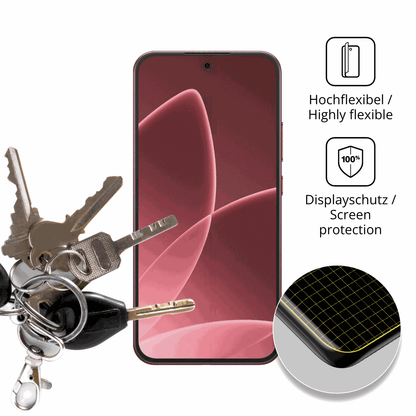 dipos Displayschutz für Oppo F33 Pro 5G, transparente Oberfläche, perfekte Passform auch für die Rundungen