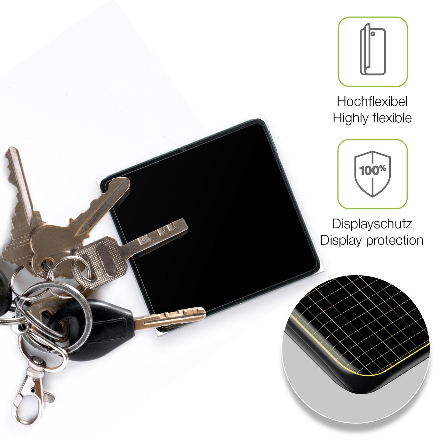 dipos Displayschutz für Oppo Find N3 Innenseite, transparente Oberfläche, perfekte Passform auch für die Rundungen