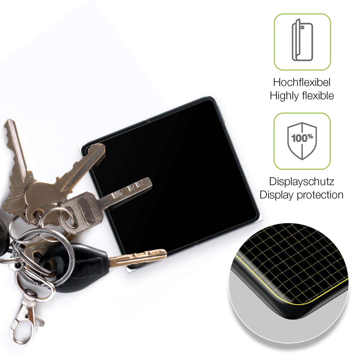 dipos Displayschutz für Oppo Find N3 Innenseite, transparente Oberfläche, perfekte Passform auch für die Rundungen