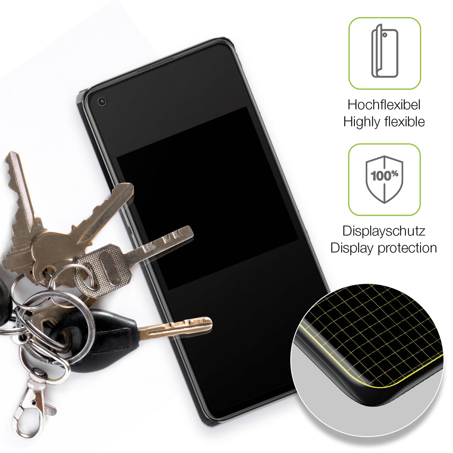 dipos Displayschutz für Oppo K10 Pro 5G, transparente Oberfläche, perfekte Passform auch für die Rundungen