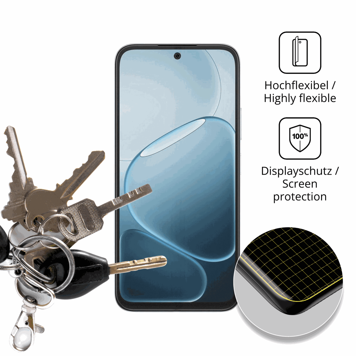 dipos Displayschutz f�r Oppo K14x 5G, transparente Oberfl�che, perfekte Passform auch f�r die Rundungen