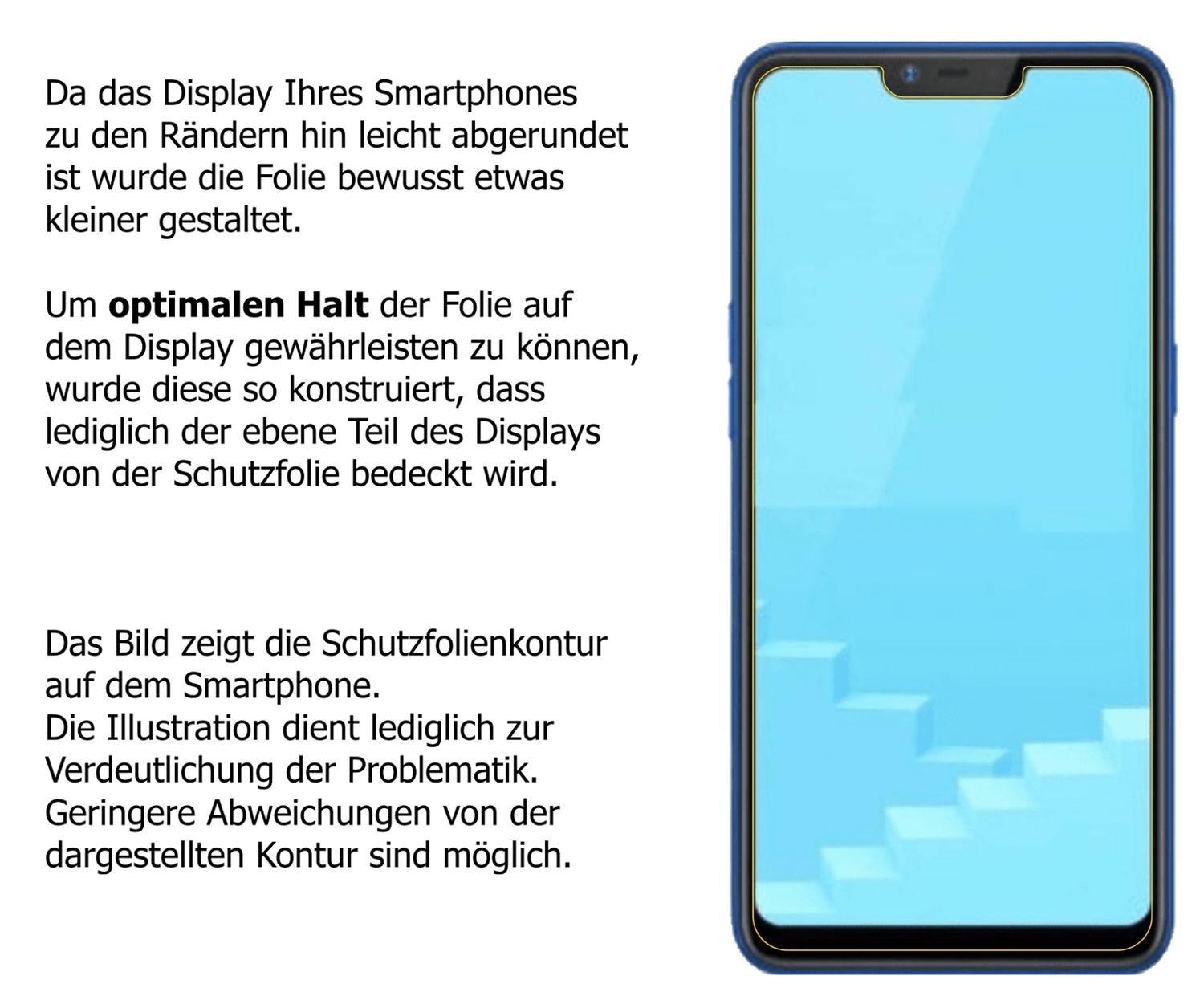 dipos Displayschutz für Oppo Realme C1 (2019), transparente Oberfläche, perfekte Passform auch für die Rundungen