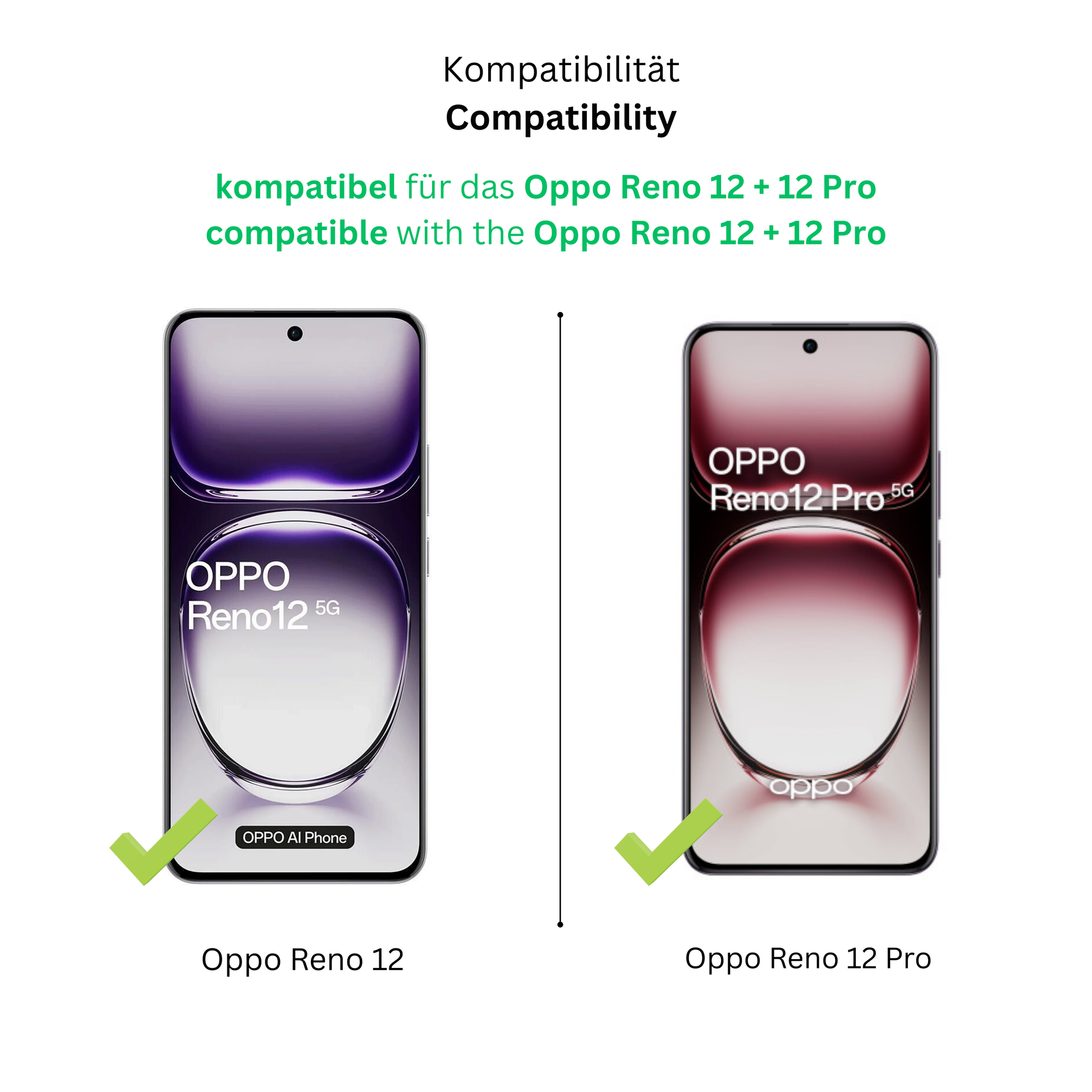 OppoReno 12 Pro mit aufgebrachter dipos Displayschutzfolie, die lästige Fingerabdrücke minimiert