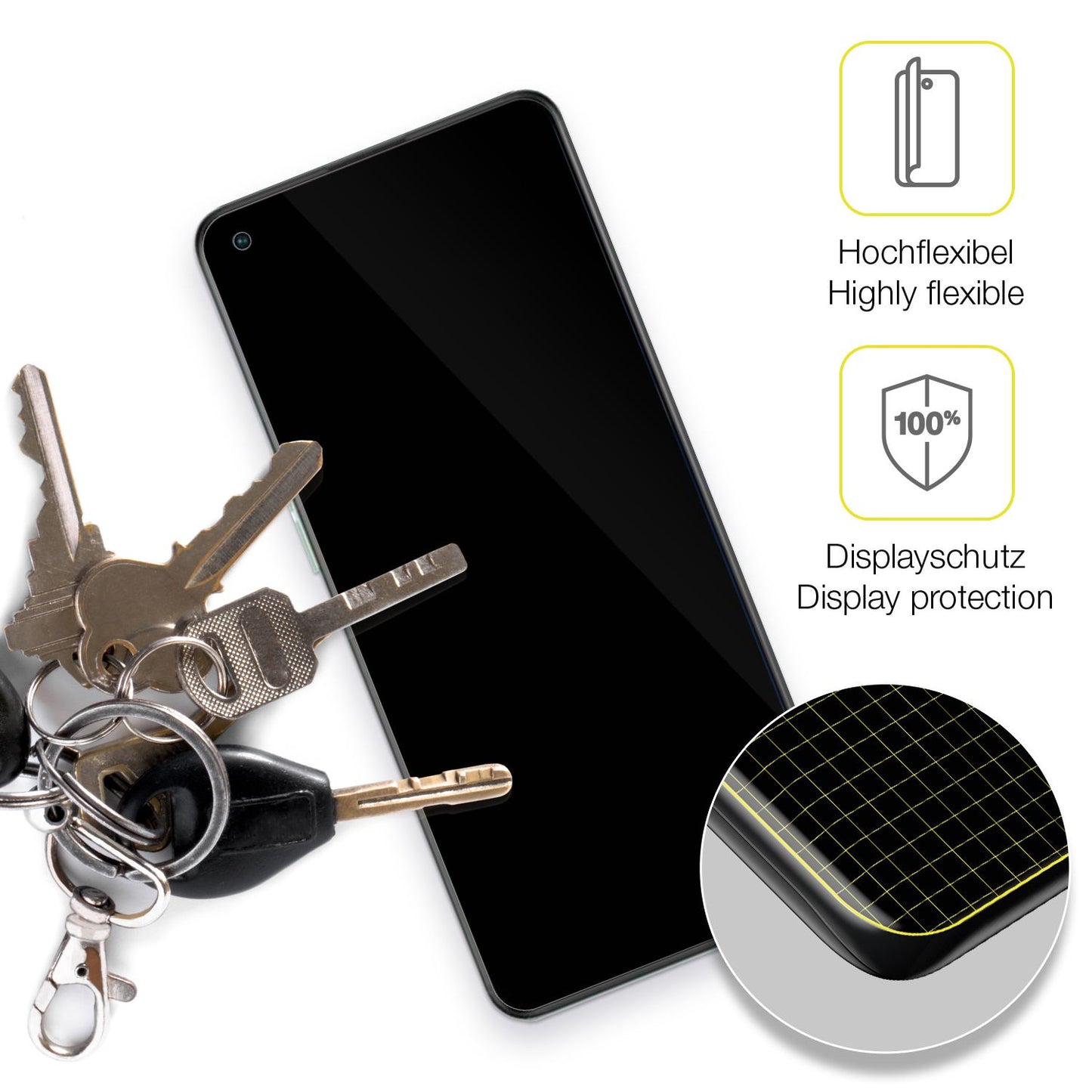 dipos Displayschutz für Oppo Reno7 Z 5G, transparente Oberfläche, geringe Dicke und perfekte Passform