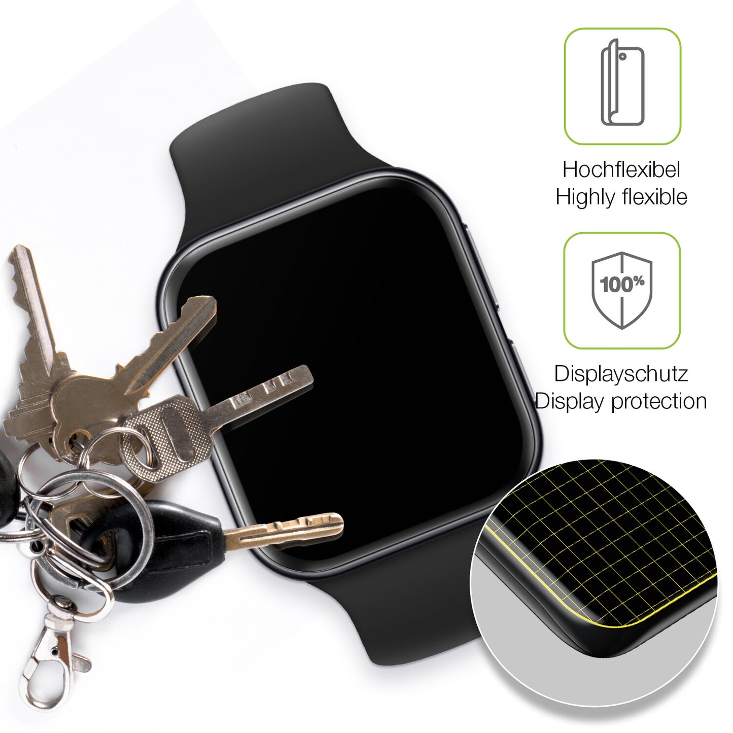 dipos Displayschutz für Oppo Watch 3, transparente Oberfläche, perfekte Passform auch für die Rundungen