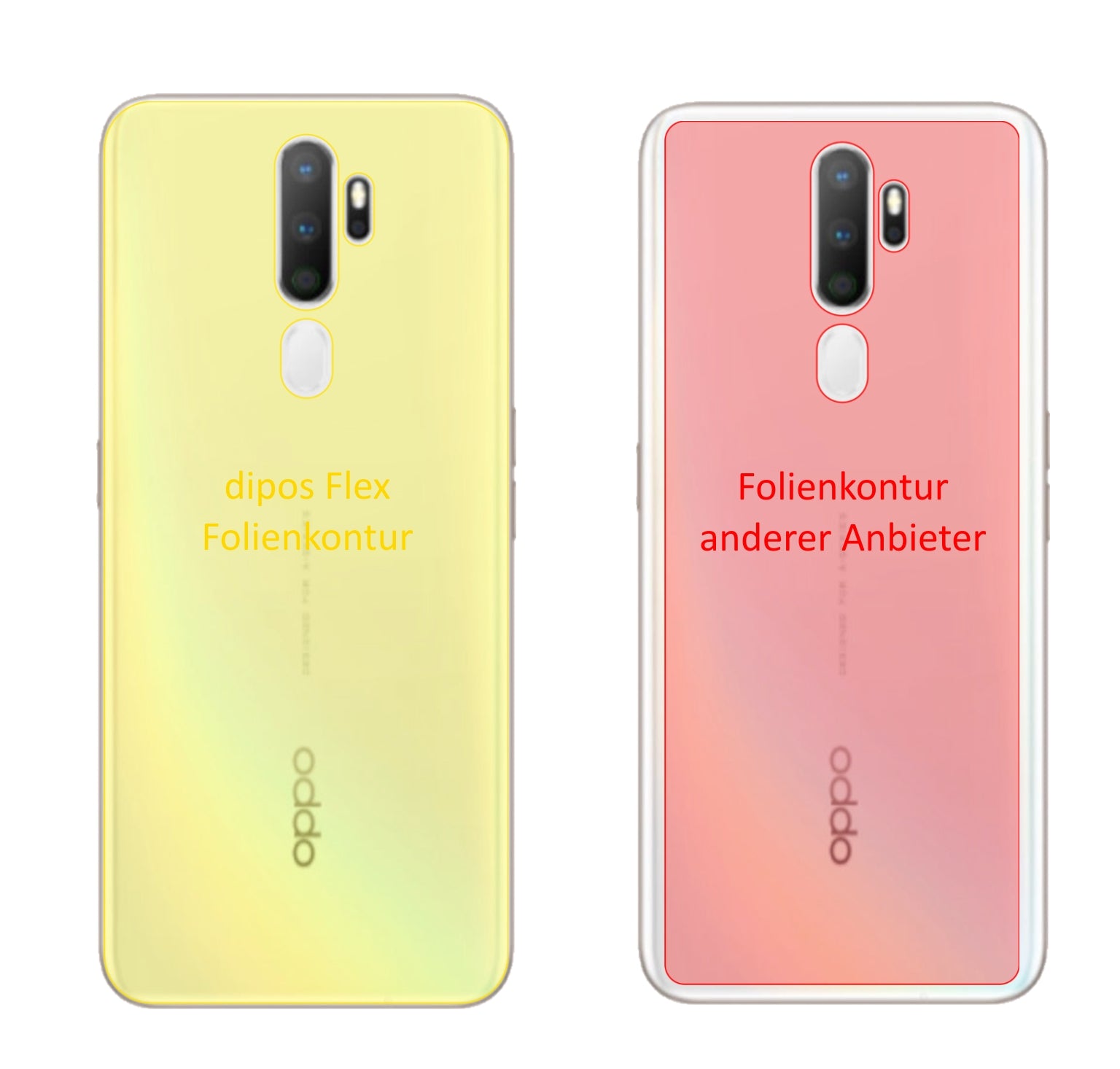 OppoA9 (2020) Rückseite mit aufgebrachter dipos Displayschutzfolie, glasklare Darstellung ohne Einschränkungen