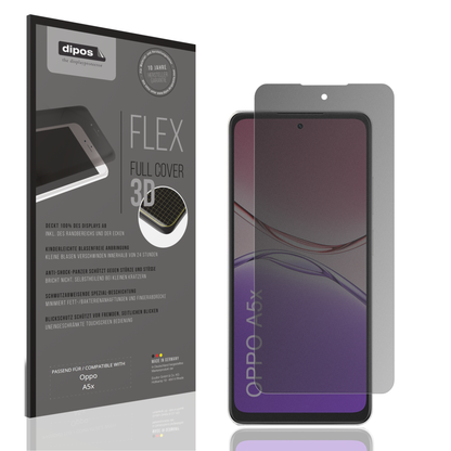 Blickschutzfolie von dipos passend für Oppo A5x, 100% Displayabdeckung und blasenfreie Montage