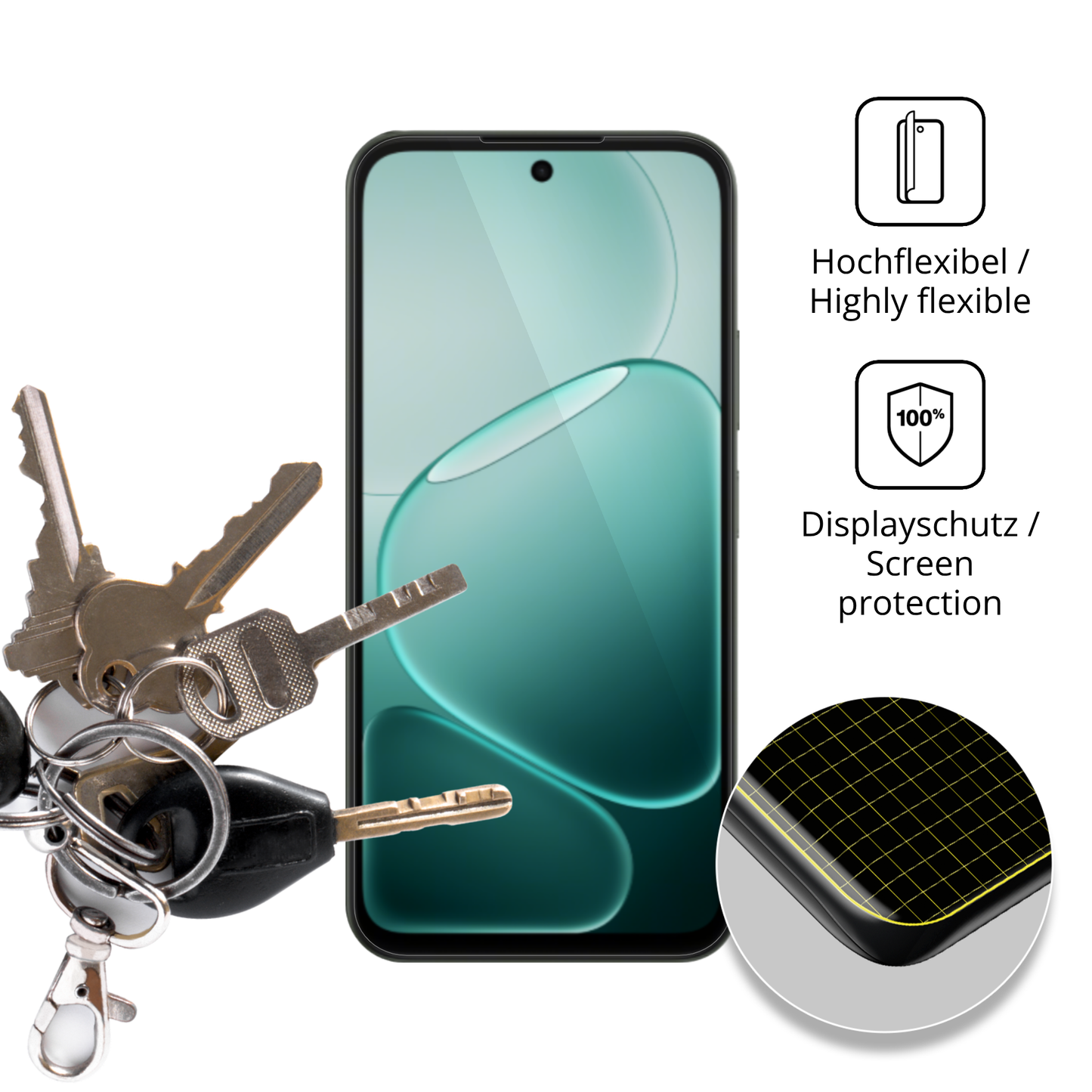 dipos Displayschutz für Oppo A6c, transparente Oberfläche, geringe Dicke und perfekte Passform