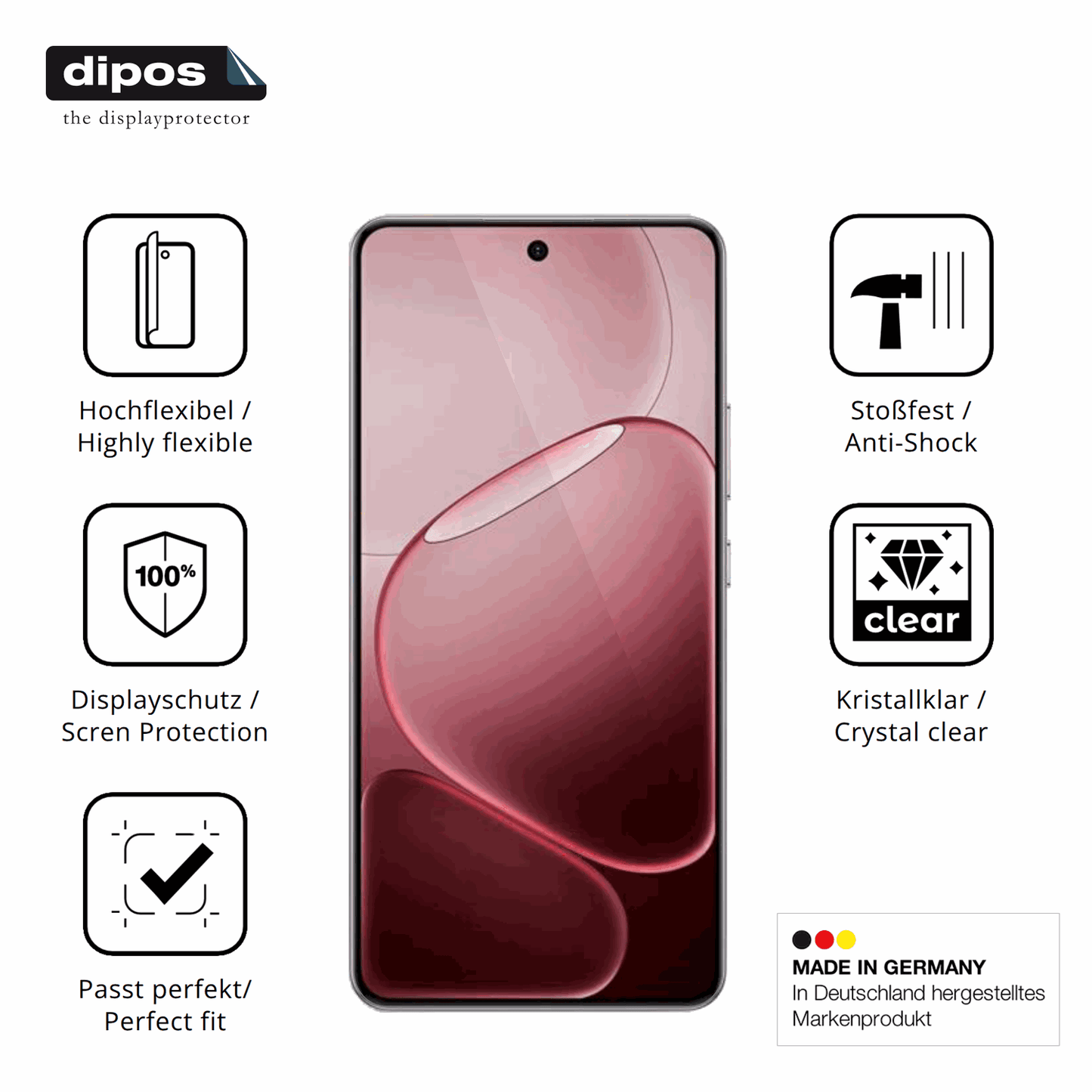 Displayschutz hergestellt in Deutschland, höchste Qualität made in Germany