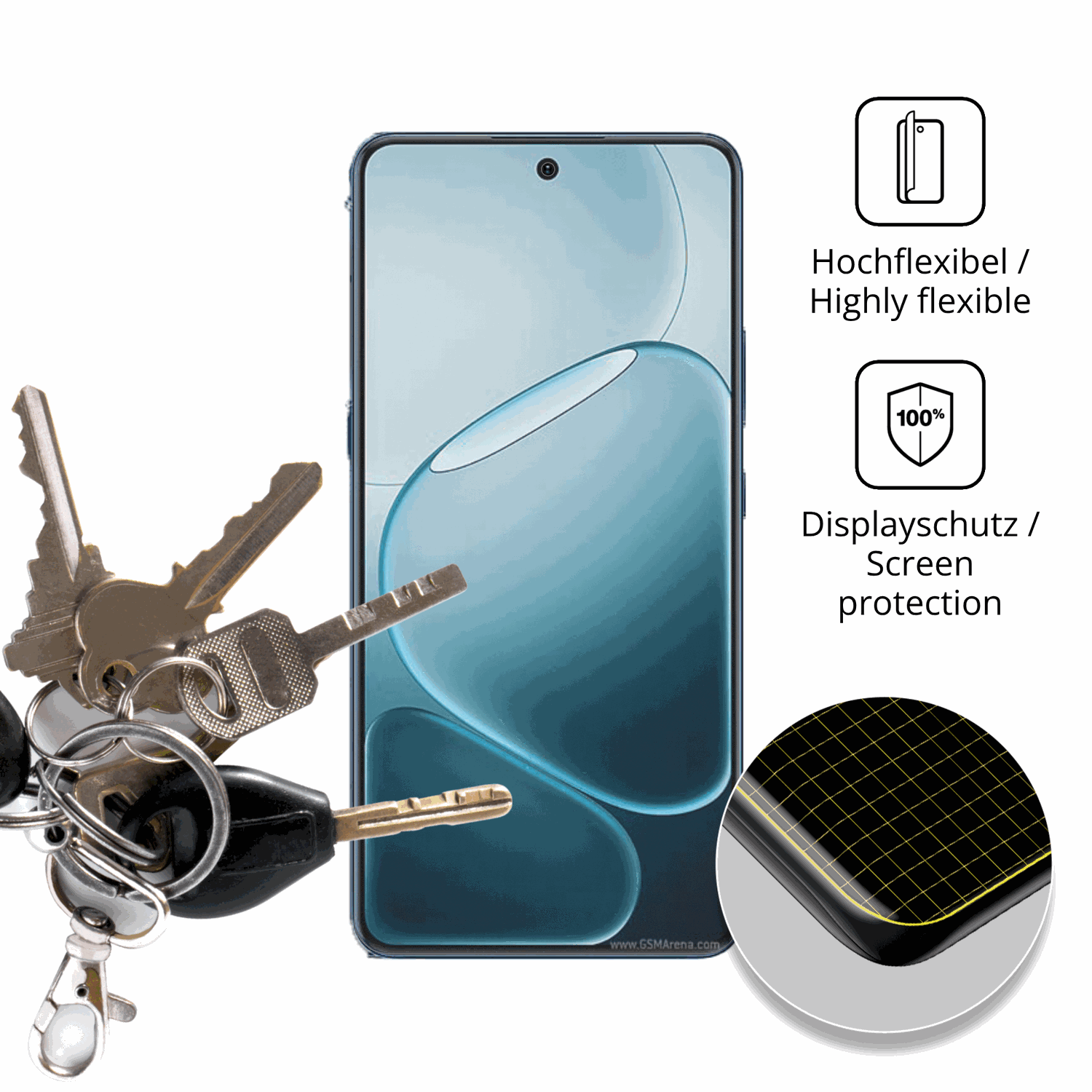 dipos Displayschutz für Oppo A6 Max, transparente Oberfläche, perfekte Passform auch für die Rundungen